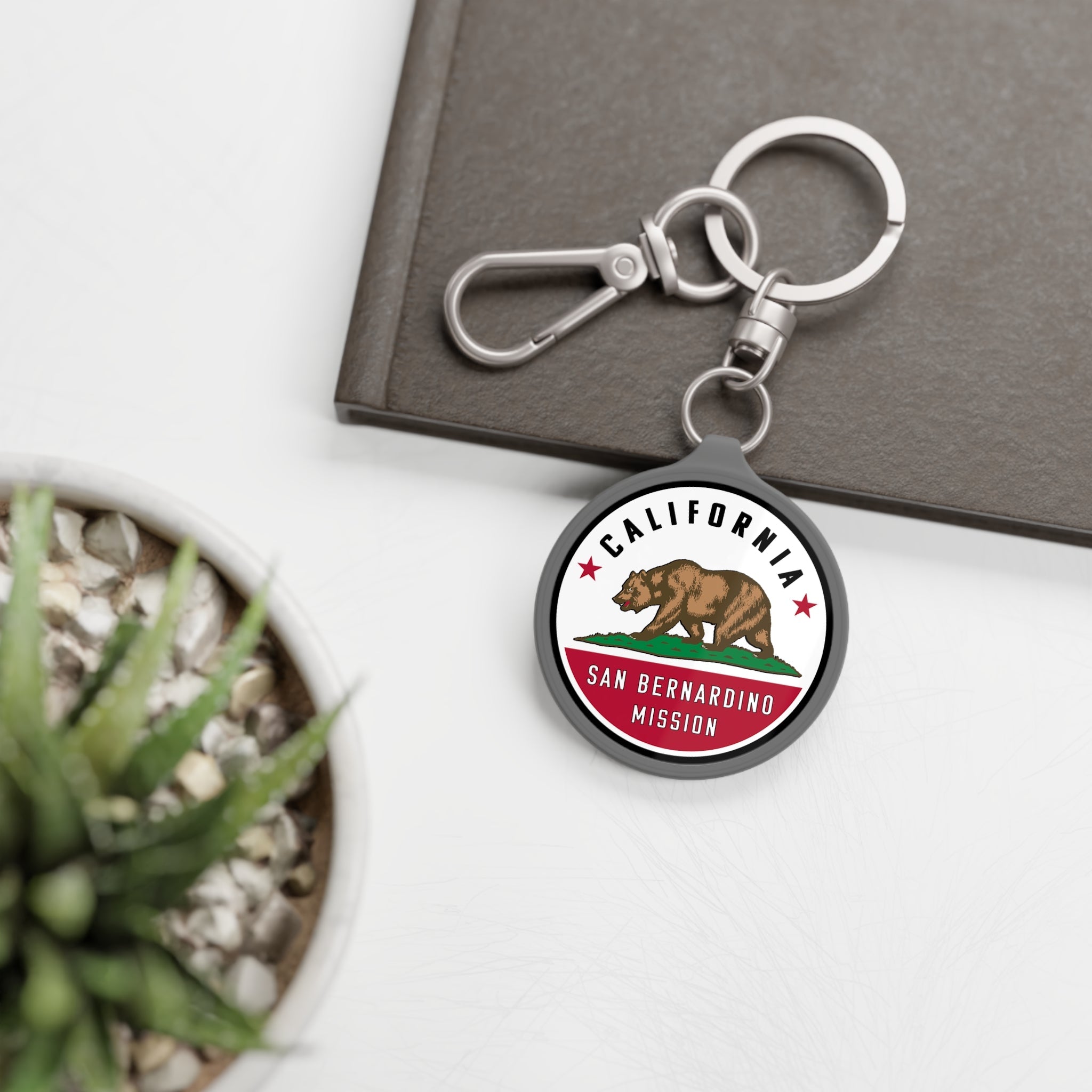 California San Bernardino Mission State Flag Logo Key Tag - Latter-Day Saint LDS Missionary Gift - Book of Mormon