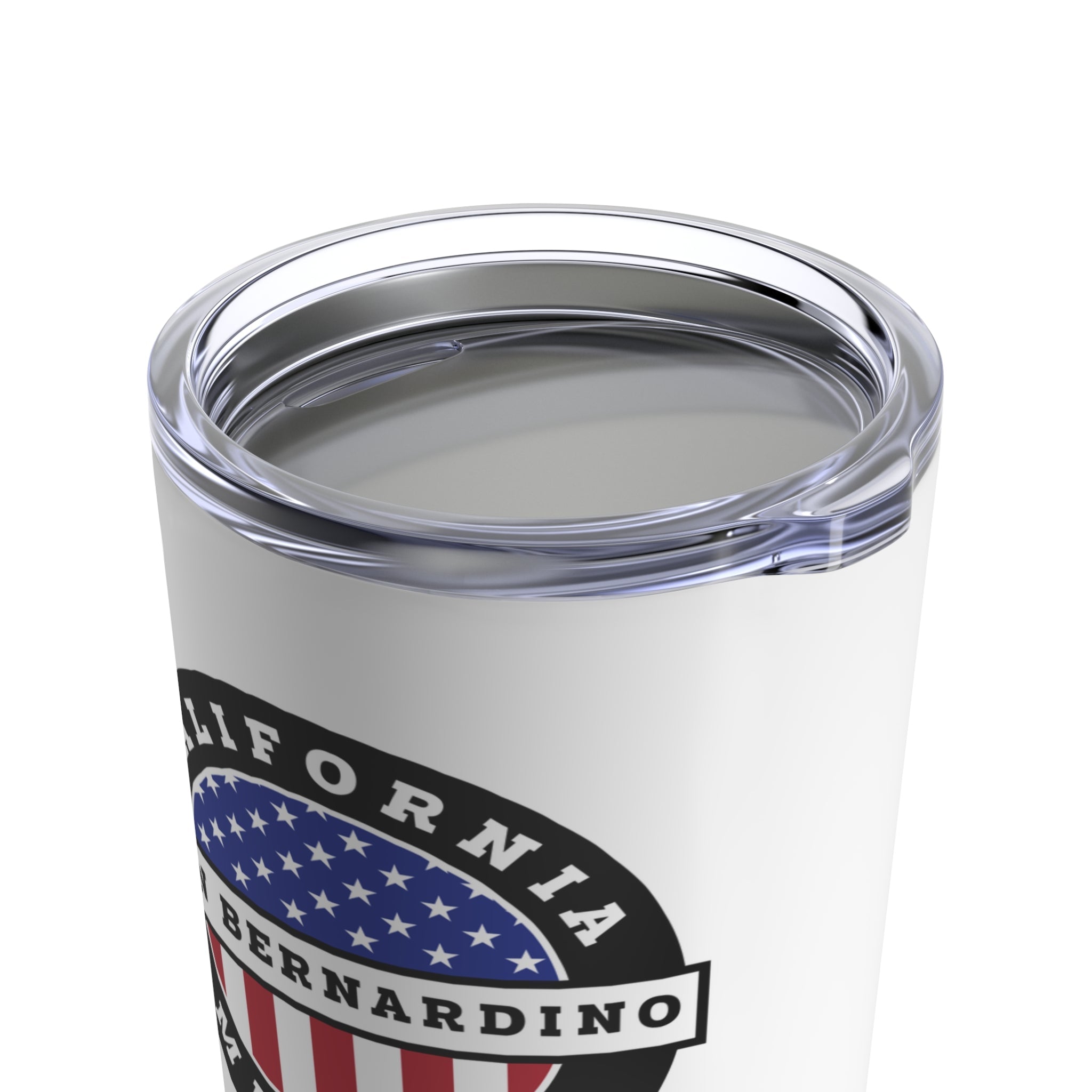 California San Bernardino Mission USA Flag Logo Tumbler 20oz White - Latter-Day Saint LDS Missionary Gift - Book of Mormon