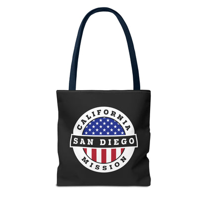 California San Diego Mission USA Flag Logo Tote Bag Black - Latter-Day Saint LDS Missionary Gift - Book of Mormon