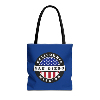 California San Diego Mission USA Flag Logo Tote Bag Blue - Latter-Day Saint LDS Missionary Gift - Book of Mormon