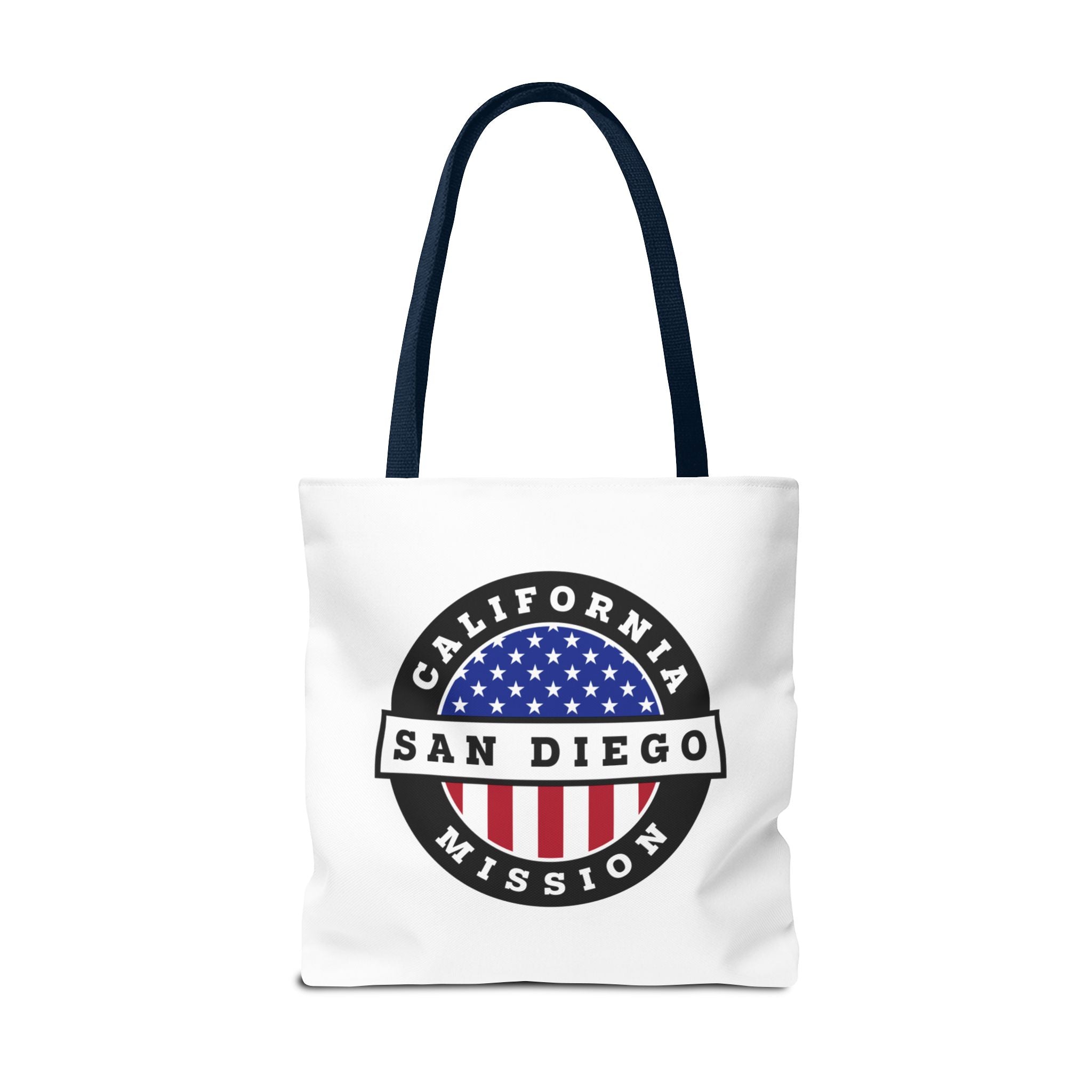 California San Diego Mission USA Flag Logo Tote Bag White - Latter-Day Saint LDS Missionary Gift - Book of Mormon