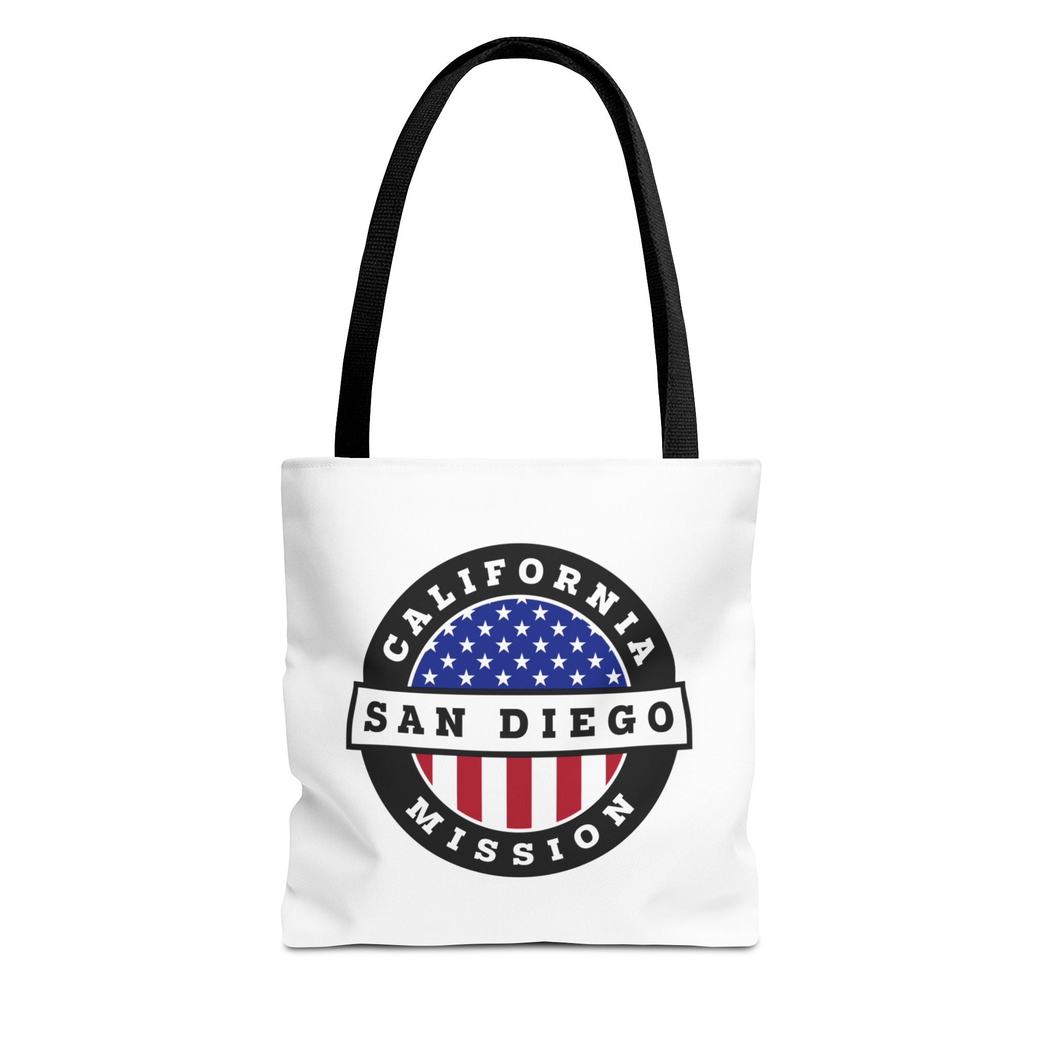 California San Diego Mission USA Flag Logo Tote Bag White - Latter-Day Saint LDS Missionary Gift - Book of Mormon