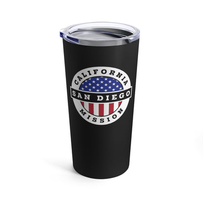 California San Diego Mission USA Flag Logo Tumbler 20oz Black - Latter-Day Saint LDS Missionary Gift - Book of Mormon