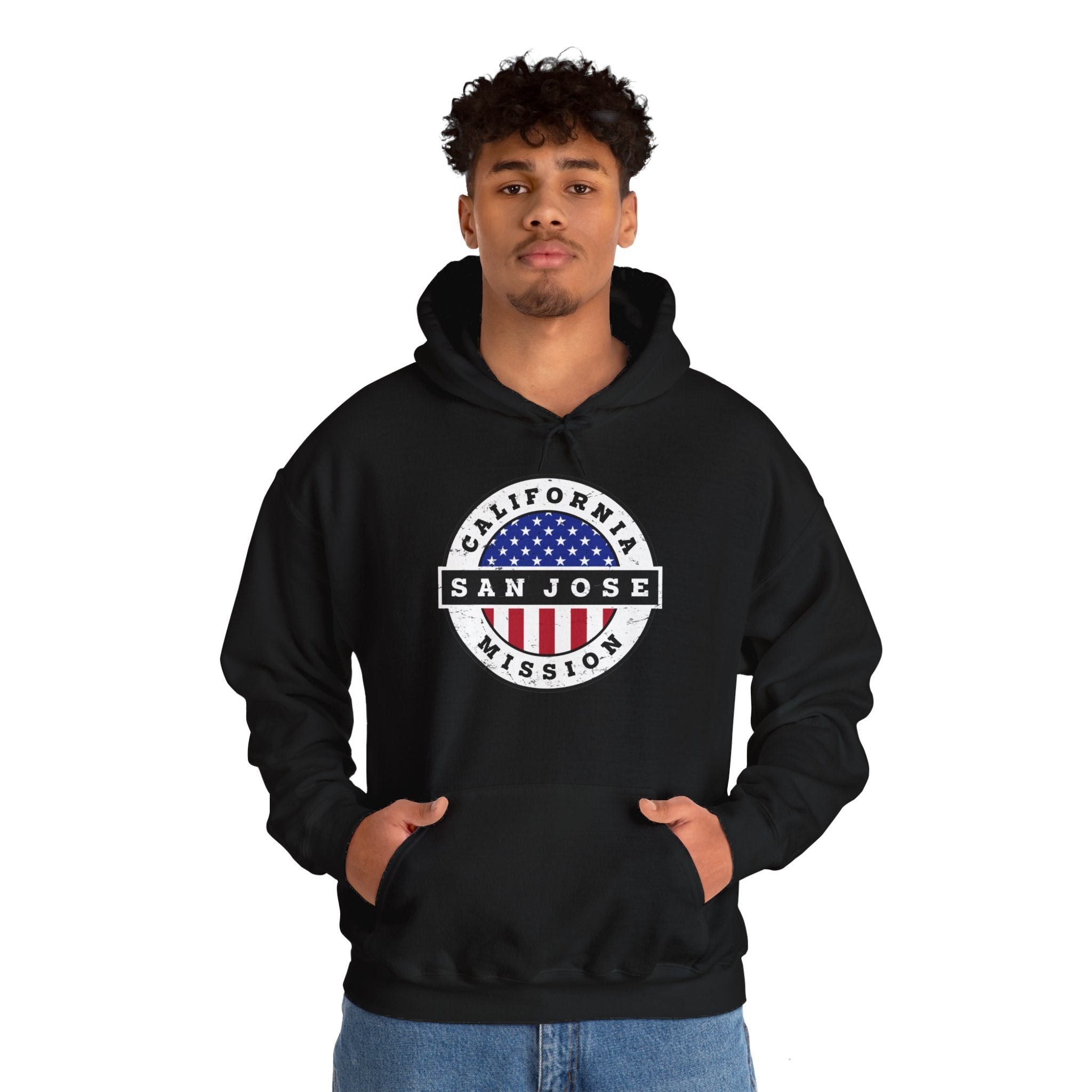 California San Jose Mission Circular USA Flag Hoodie - Latter-Day Saint LDS Missionary Gift - Book of Mormon