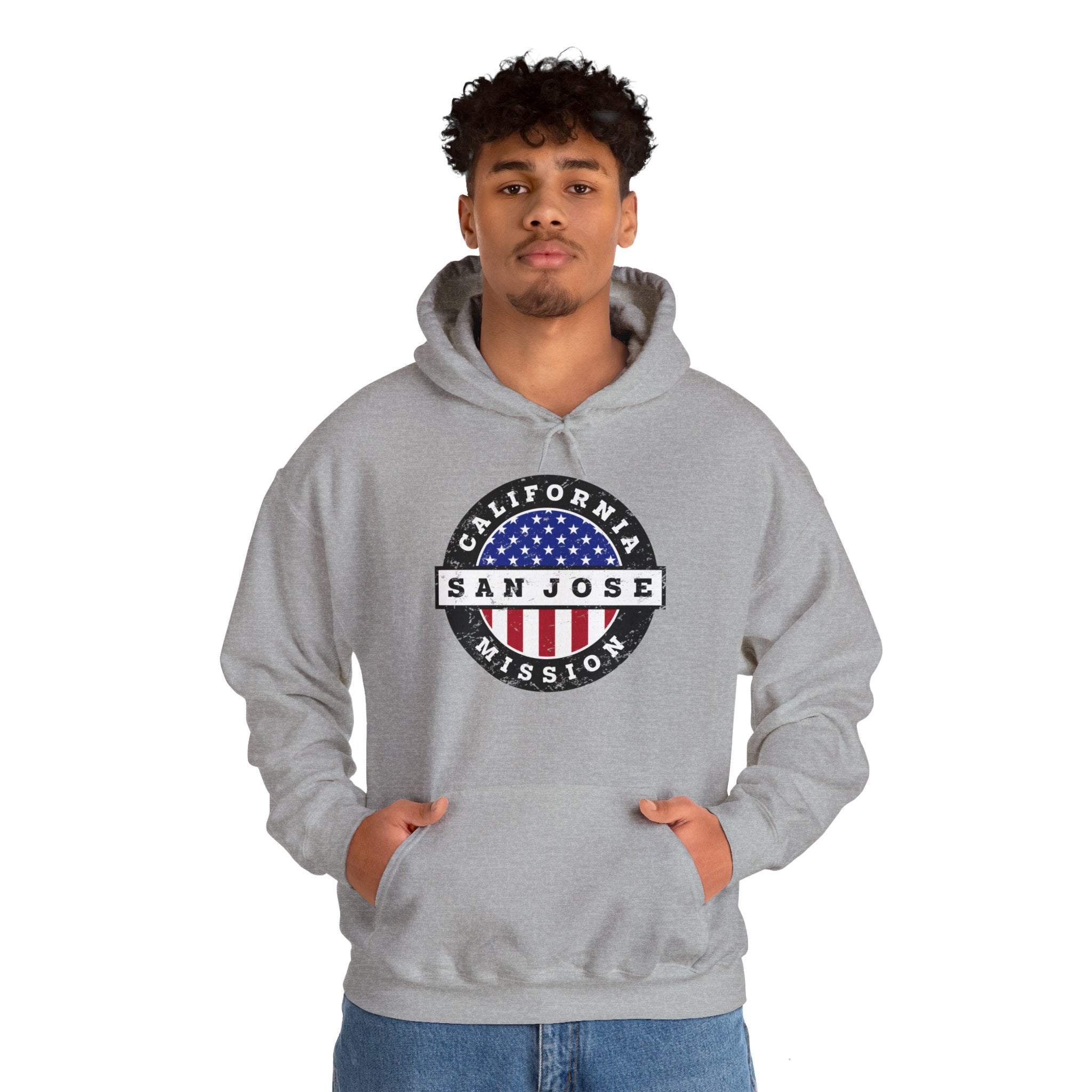 California San Jose Mission Circular USA Flag Hoodie - Latter-Day Saint LDS Missionary Gift - Book of Mormon