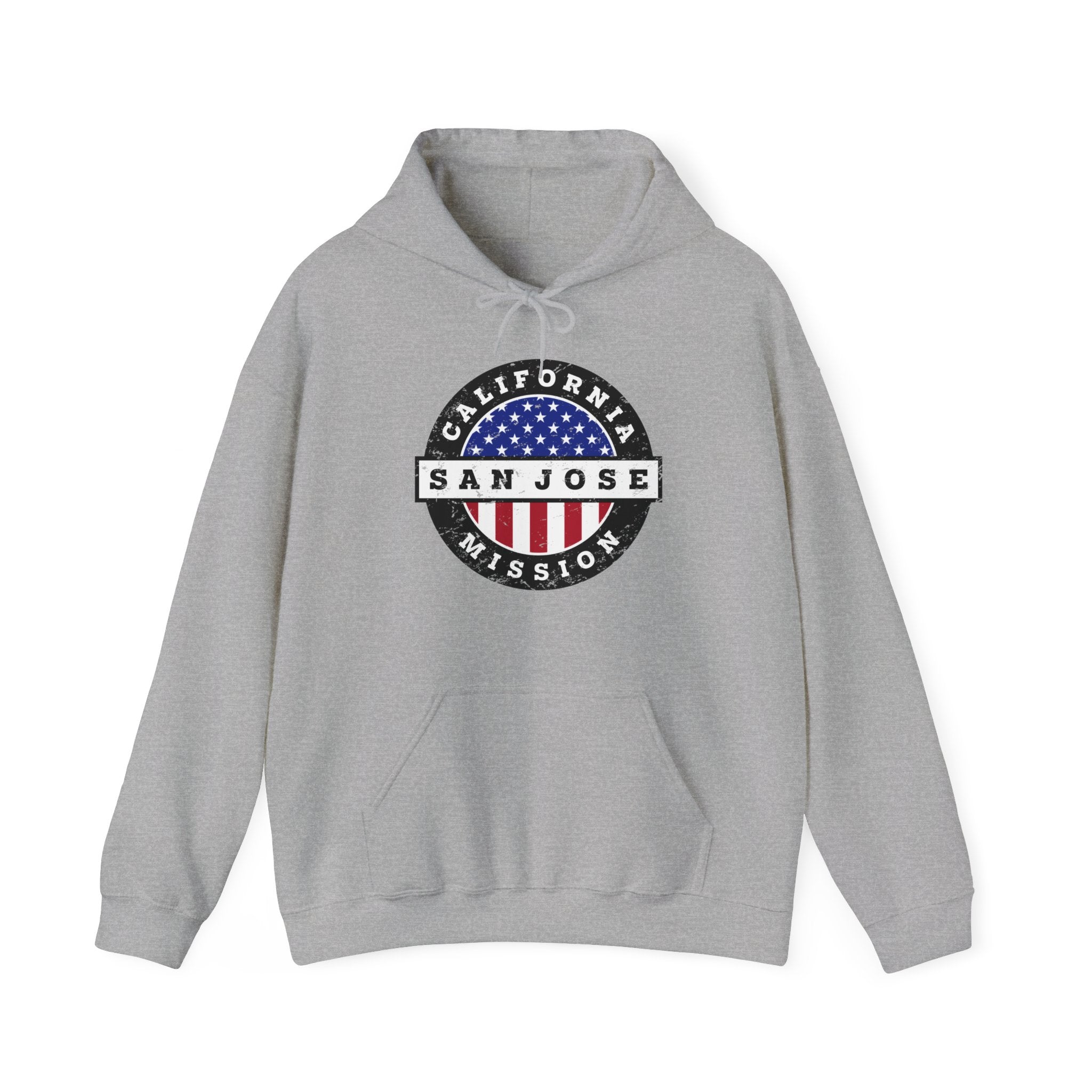 California San Jose Mission Circular USA Flag Hoodie - Latter-Day Saint LDS Missionary Gift - Book of Mormon