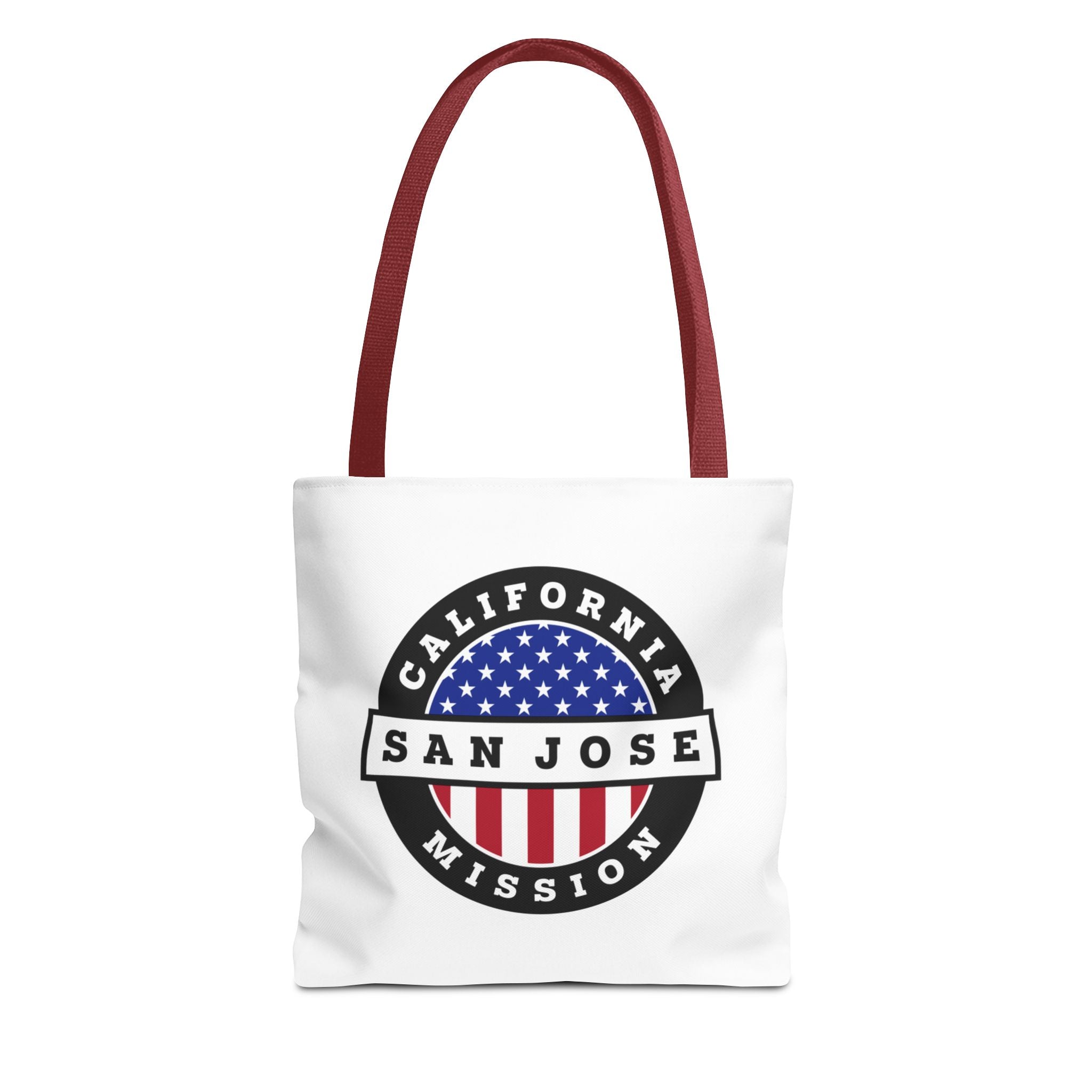 California San Jose Mission USA Flag Logo Tote Bag White - Latter-Day Saint LDS Missionary Gift - Book of Mormon