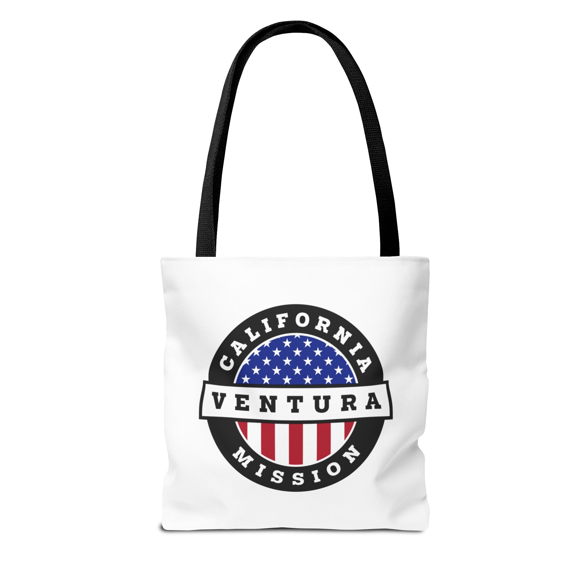 California Ventura Mission USA Flag Logo Tote Bag White - Mission Wishlist - LDS Missionary Gift Store