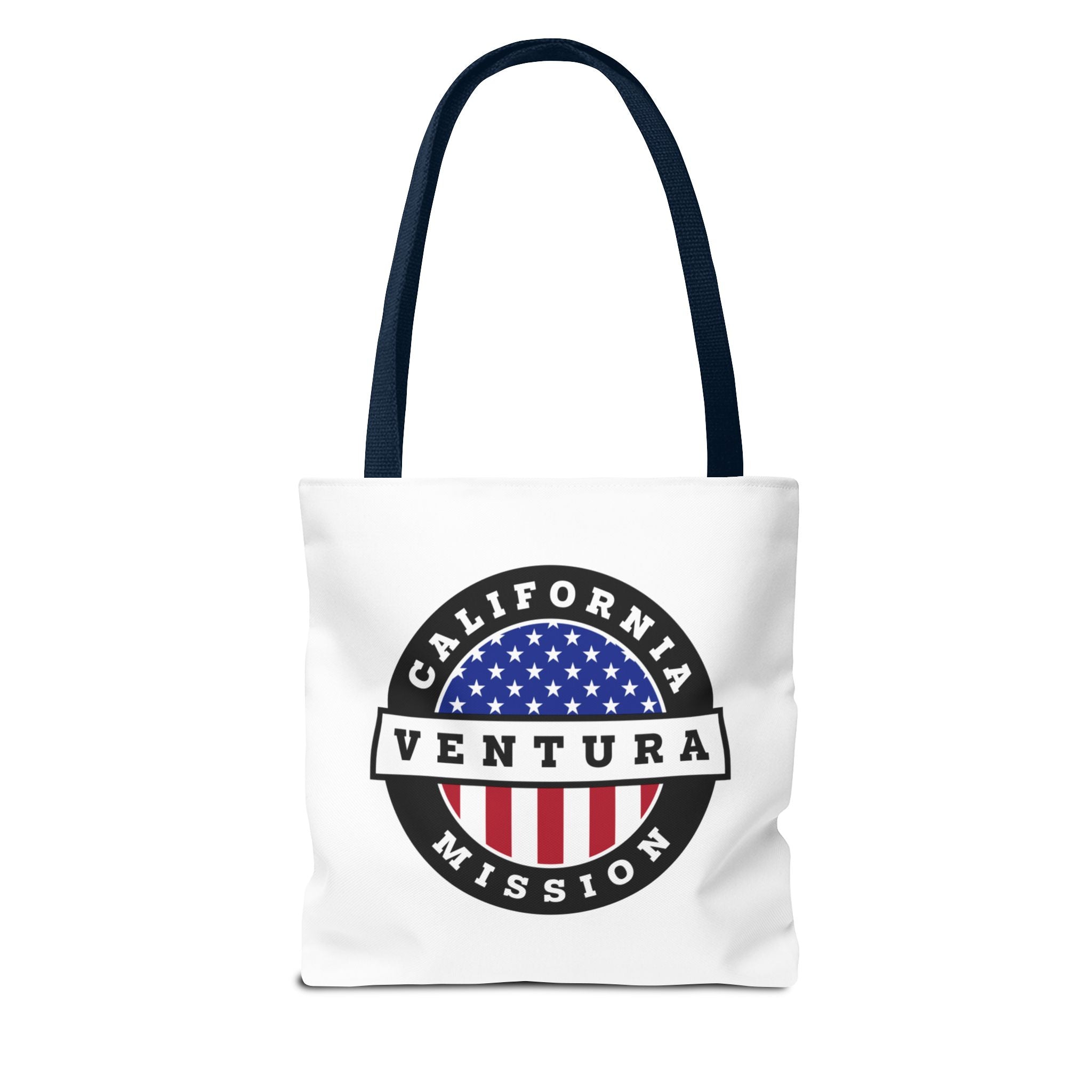 California Ventura Mission USA Flag Logo Tote Bag White - Mission Wishlist - LDS Missionary Gift Store