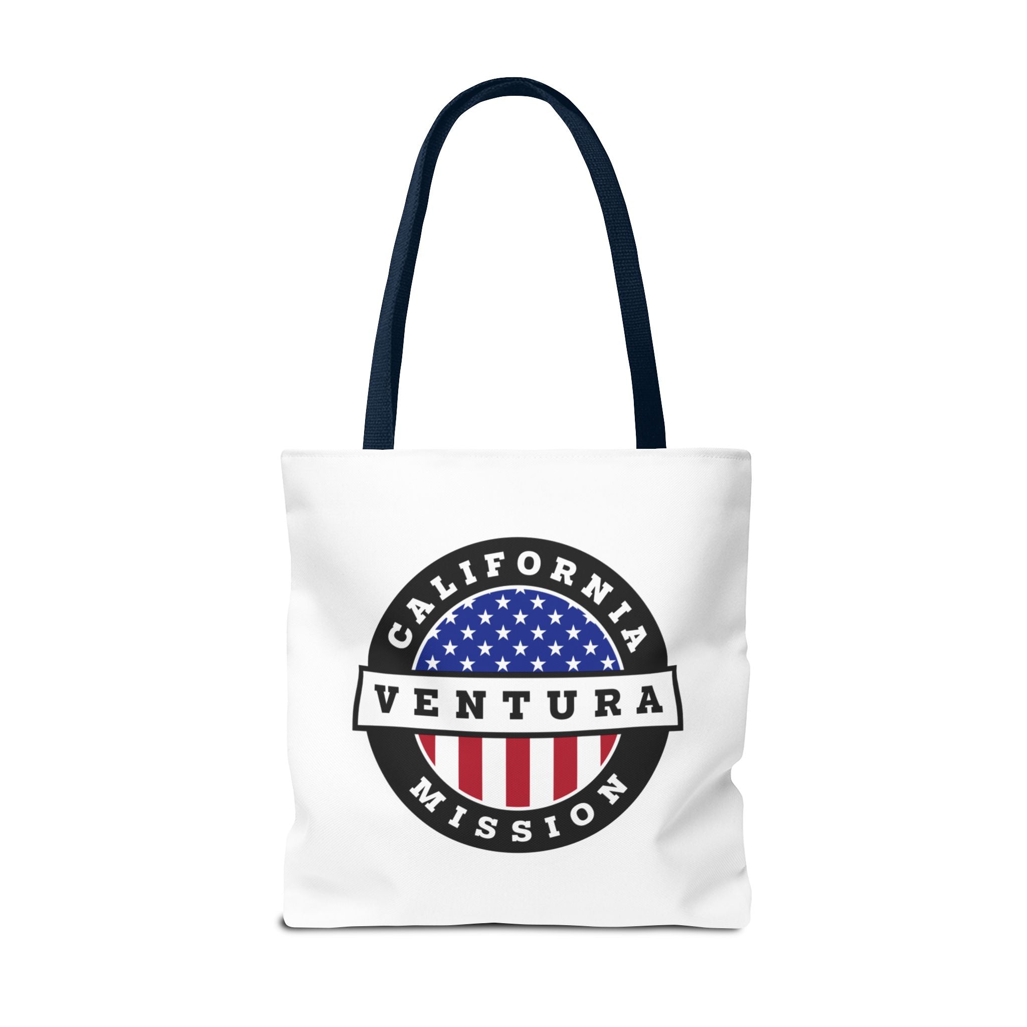 California Ventura Mission USA Flag Logo Tote Bag White - Mission Wishlist - LDS Missionary Gift Store