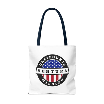 California Ventura Mission USA Flag Logo Tote Bag White - Mission Wishlist - LDS Missionary Gift Store