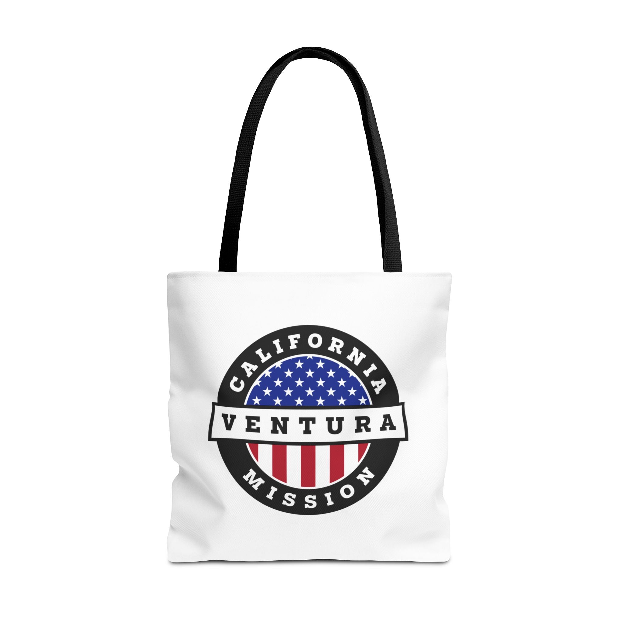 California Ventura Mission USA Flag Logo Tote Bag White - Mission Wishlist - LDS Missionary Gift Store
