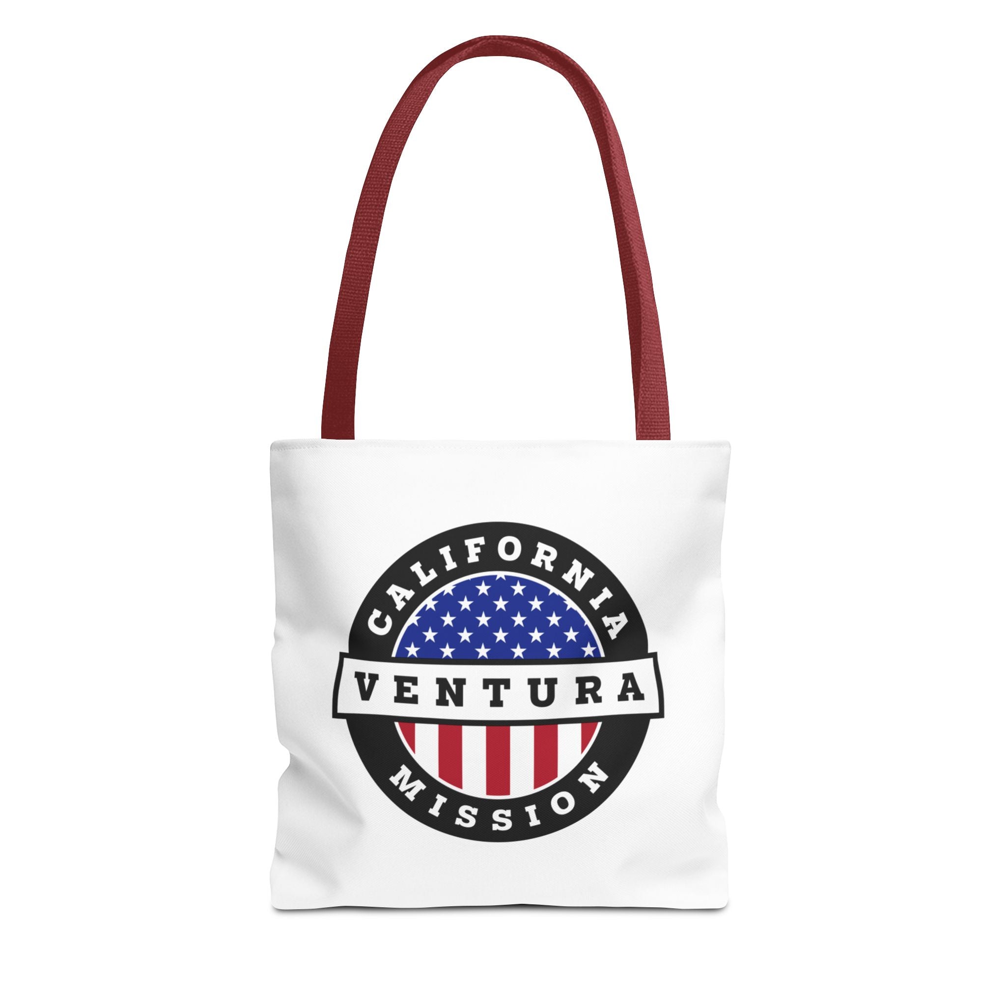 California Ventura Mission USA Flag Logo Tote Bag White - Mission Wishlist - LDS Missionary Gift Store