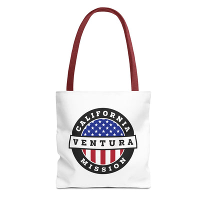 California Ventura Mission USA Flag Logo Tote Bag White - Mission Wishlist - LDS Missionary Gift Store