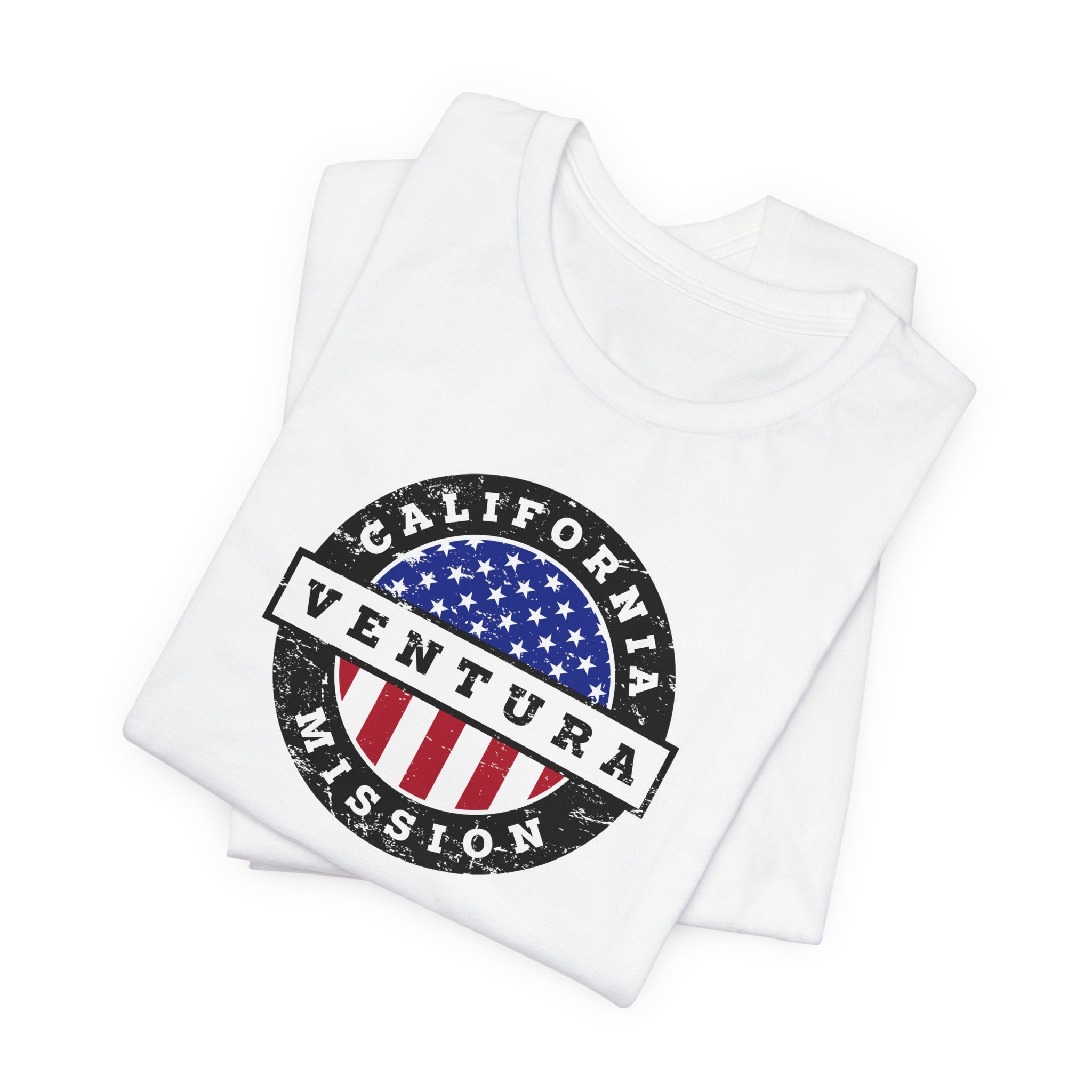 California Ventura Mission Vintage Circular USA Flag T-Shirt - Latter-Day Saint LDS Missionary Gift - Book of Mormon