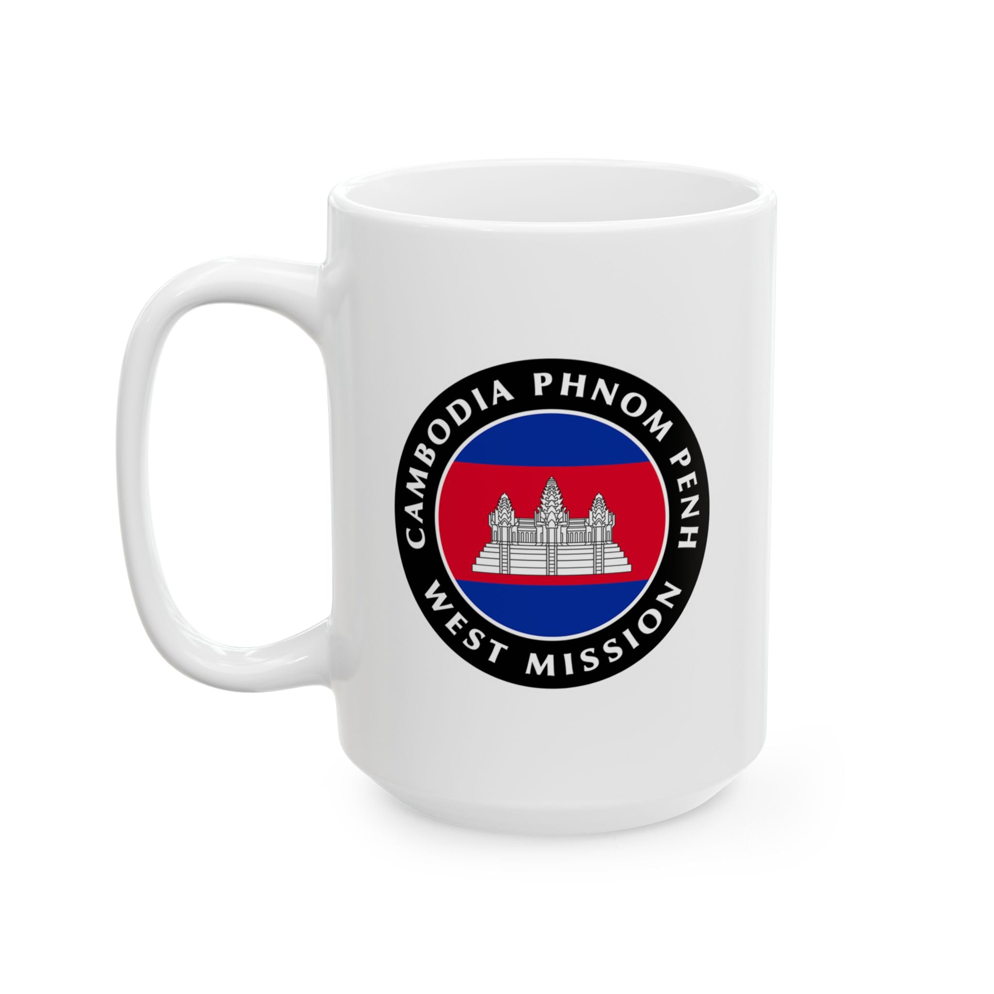 Cambodia Phnom Penh West Mission Circular Flag White Ceramic Mug - Latter-Day Saint LDS Missionary Gift - Book of Mormon