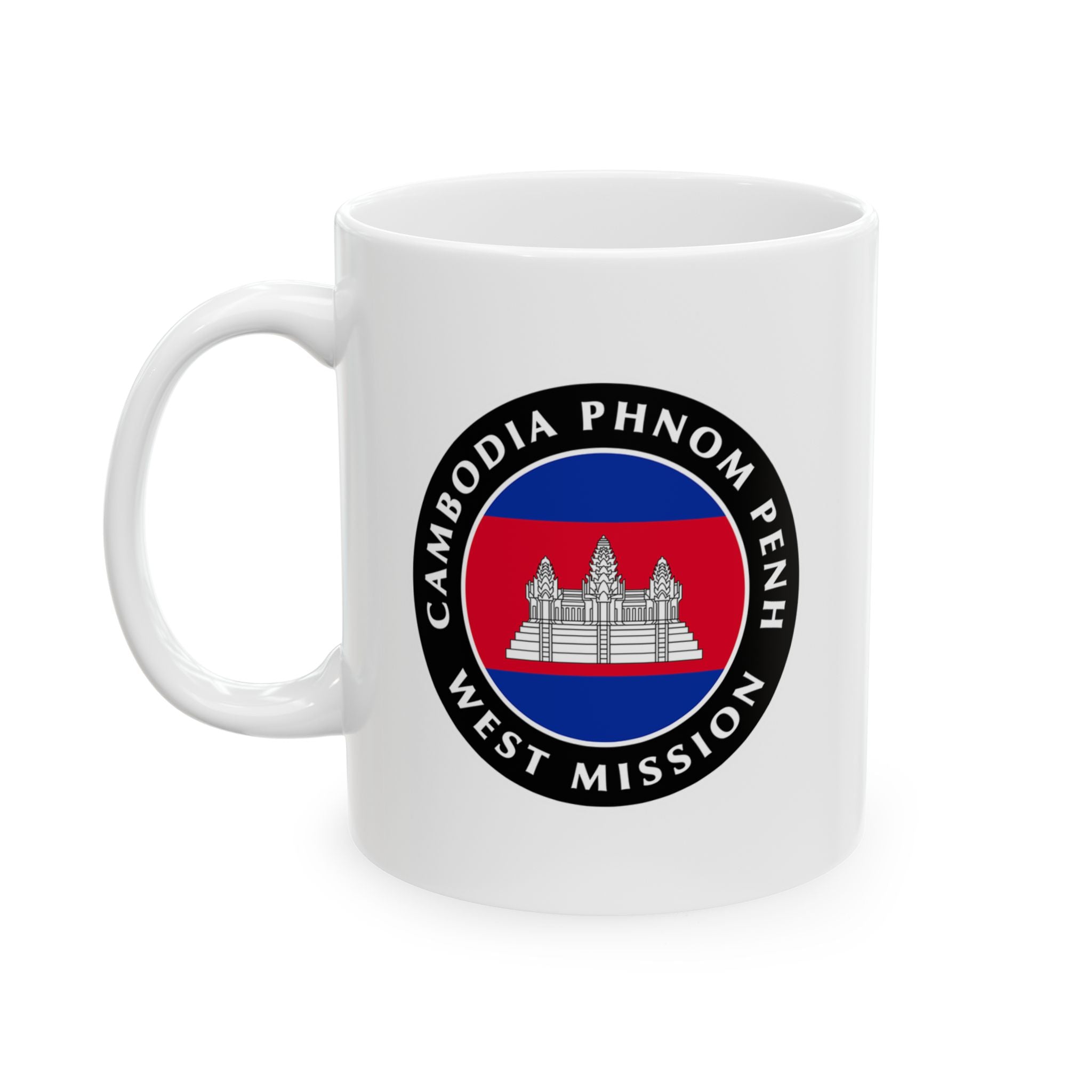 Cambodia Phnom Penh West Mission Circular Flag White Ceramic Mug - Latter-Day Saint LDS Missionary Gift - Book of Mormon