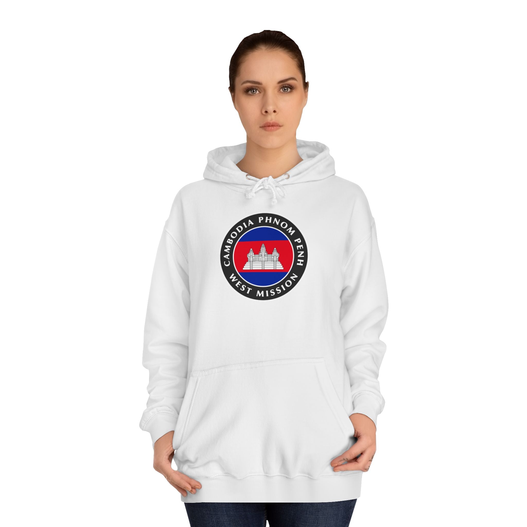 Cambodia Phnom Penh West Mission Flag Logo (Black Border) College Hoodie