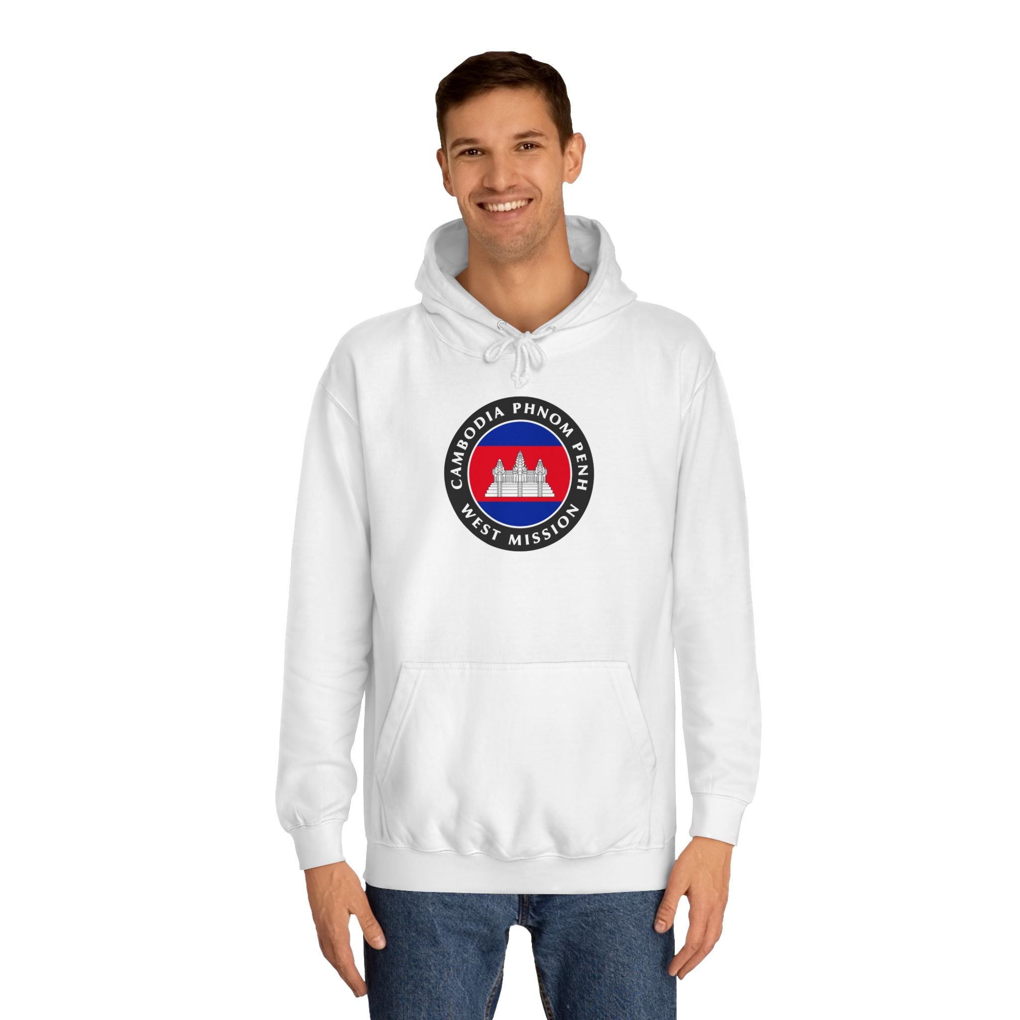 Cambodia Phnom Penh West Mission Flag Logo (Black Border) College Hoodie