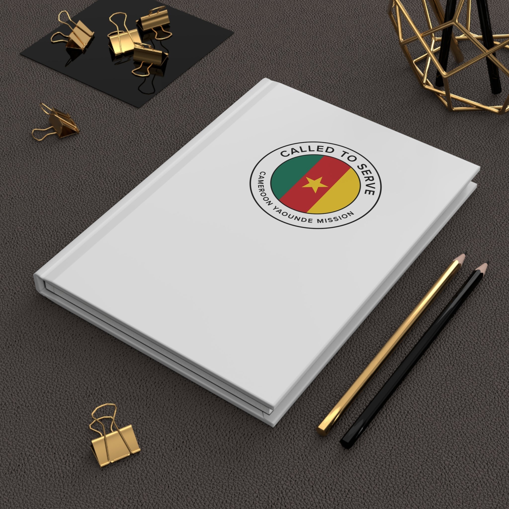 Cameroon Yaounde Mission Circle Flag Called to Serve White Hardcover Journal Matte - Latter-Day Saint LDS Missionary Gift - Book of Mormon