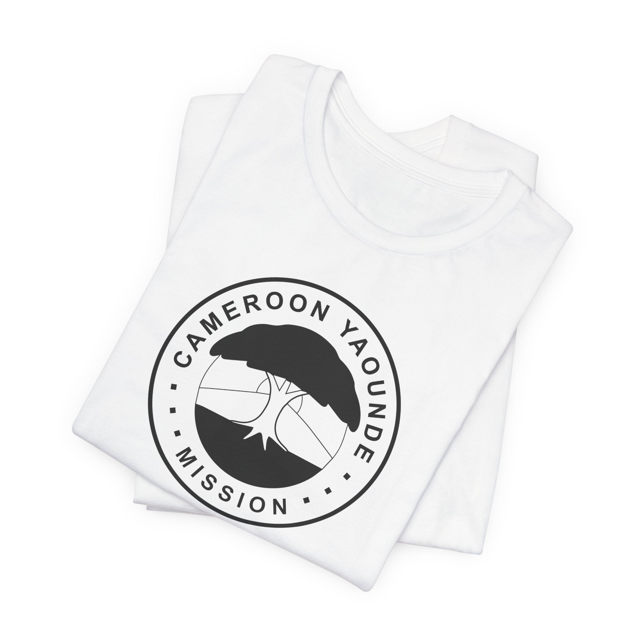 Cameroon Yaounde Mission Circular Monochrome Logo T-Shirt - Latter-Day Saint LDS Missionary Gift - Book of Mormon