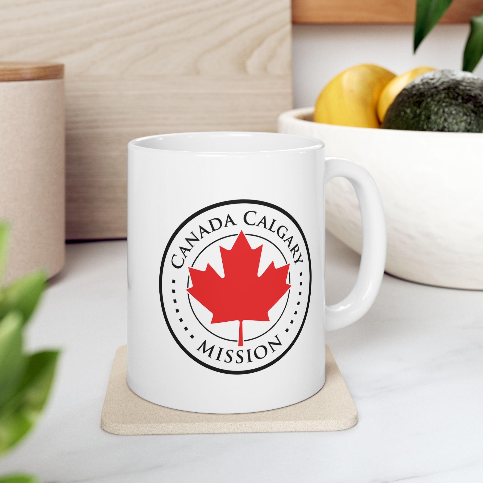 Canada Calgary Mission Circular Flag White Ceramic Mug - Latter-Day Saint LDS Missionary Gift - Book of Mormon