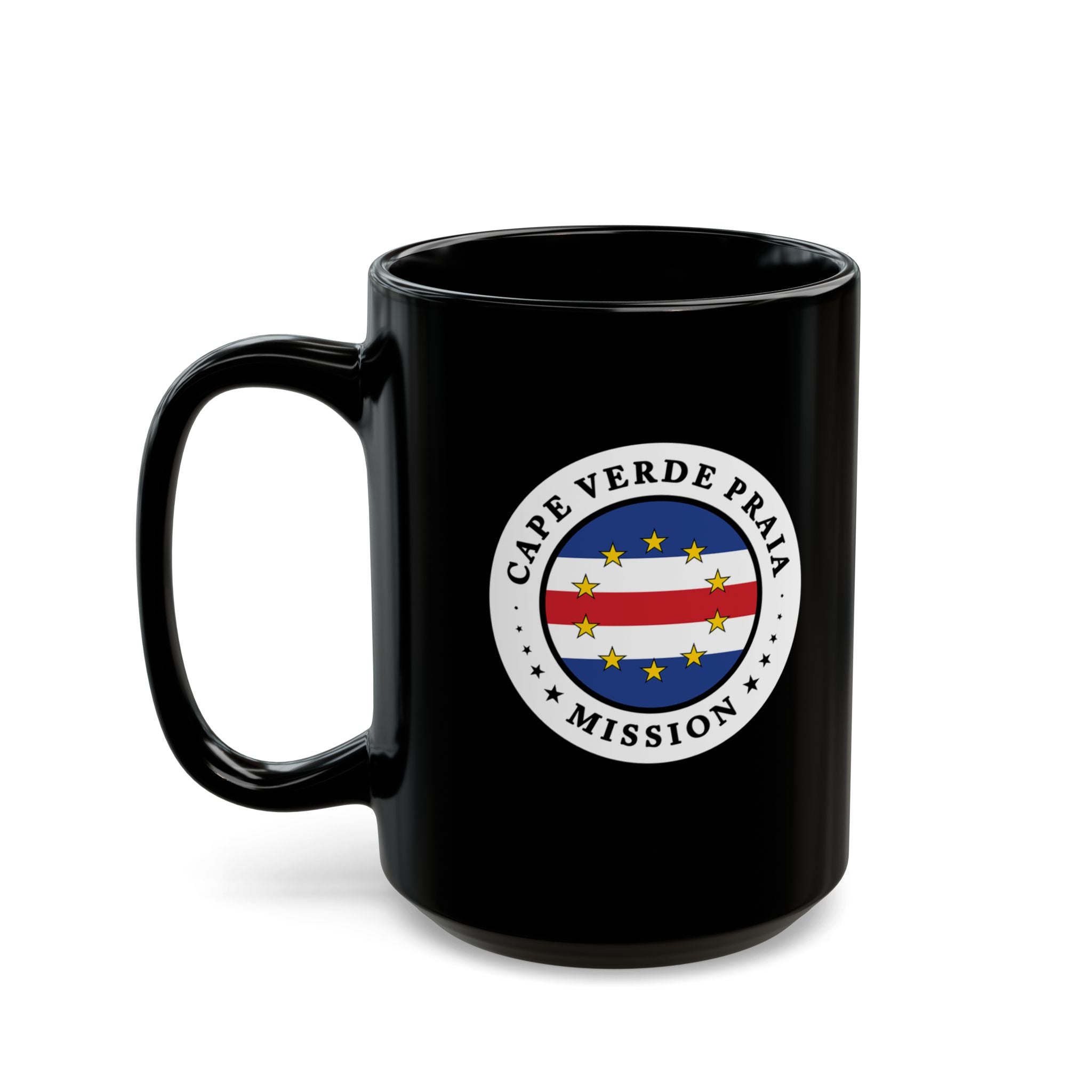 Cape Verde Praia Mission Circular Flag Black Ceramic Mug - Latter-Day Saint LDS Missionary Gift - Book of Mormon