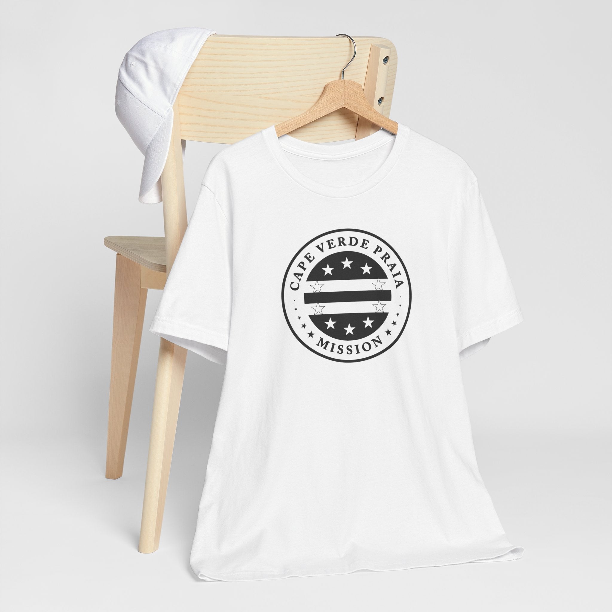 Cape Verde Praia Mission Circular Monochrome Logo T-Shirt - Latter-Day Saint LDS Missionary Gift - Book of Mormon