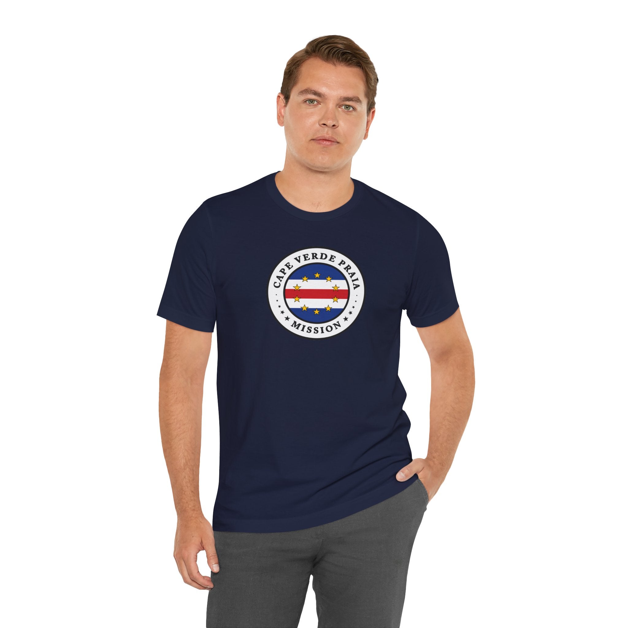 Cape Verde Praia Mission Flag Logo (White Border) T-shirt - Latter-Day Saint LDS Missionary Gift - Book of Mormon