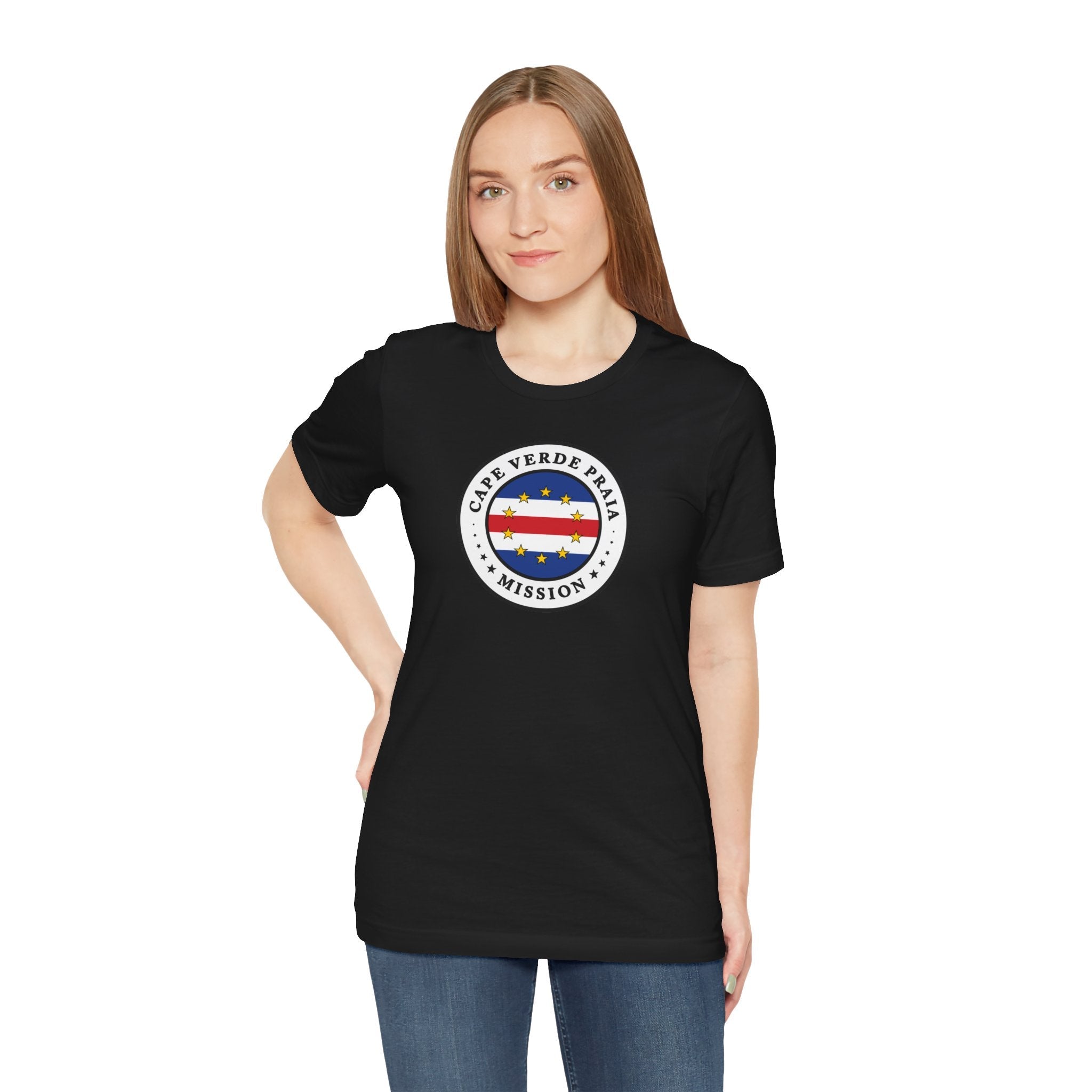 Cape Verde Praia Mission Flag Logo (White Border) T-shirt - Latter-Day Saint LDS Missionary Gift - Book of Mormon