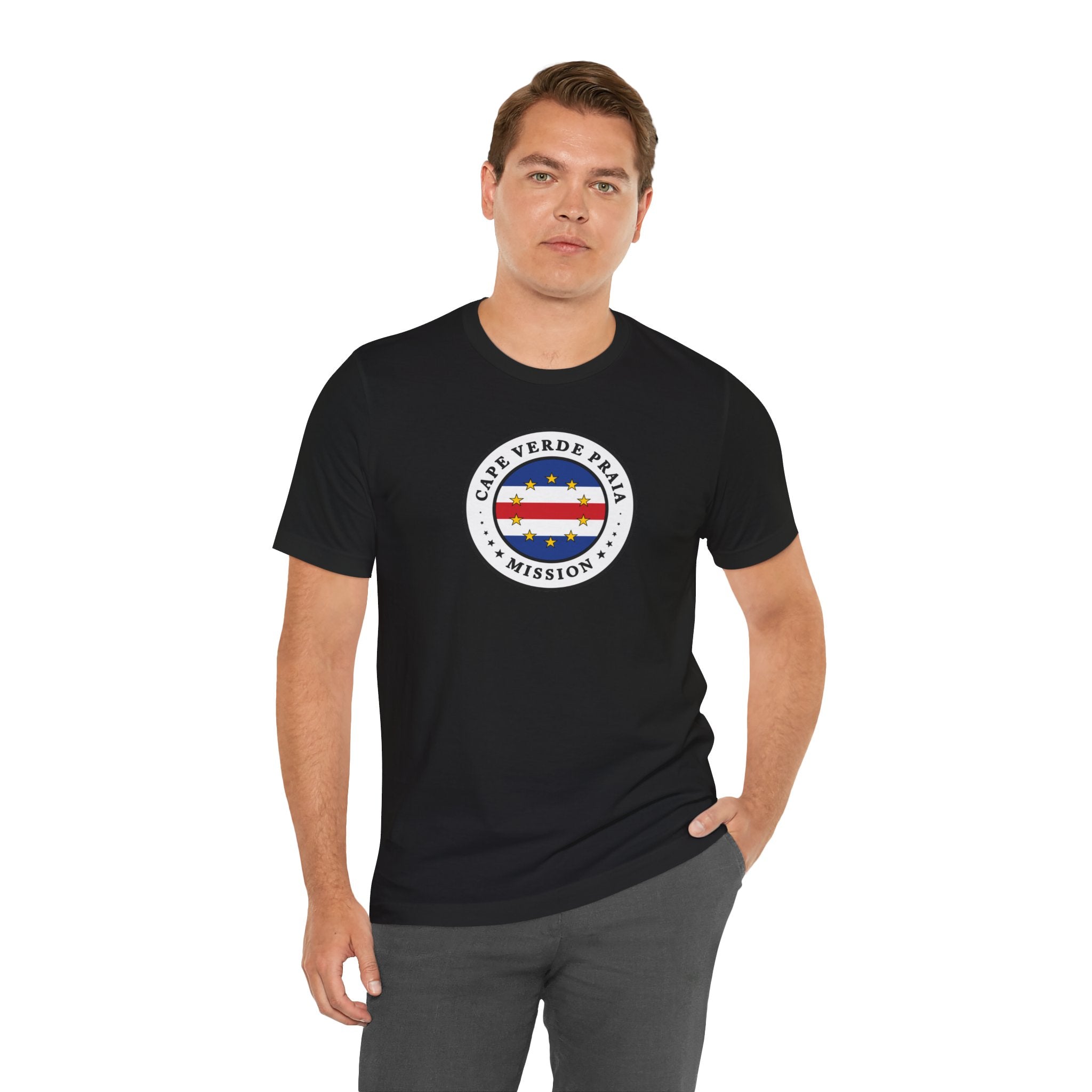 Cape Verde Praia Mission Flag Logo (White Border) T-shirt - Latter-Day Saint LDS Missionary Gift - Book of Mormon