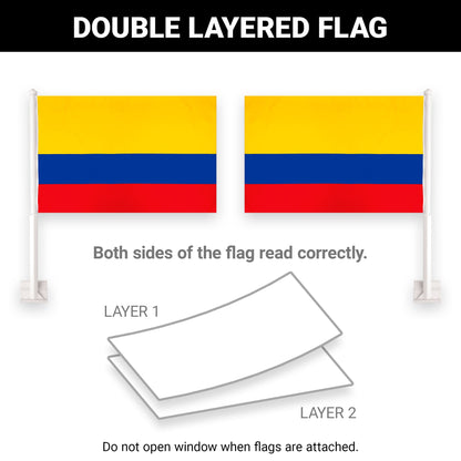 G128 2 Pack: Colombia Colombian Car Flag | 11x17 In | Double LiteWeave Pro Series Double Sided Printed 150D Polyester | Flagpole Included | Perfect for Festival Celebrations, Parades