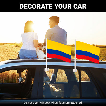 G128 2 Pack: Colombia Colombian Car Flag | 11x17 In | Double LiteWeave Pro Series Double Sided Printed 150D Polyester | Flagpole Included | Perfect for Festival Celebrations, Parades