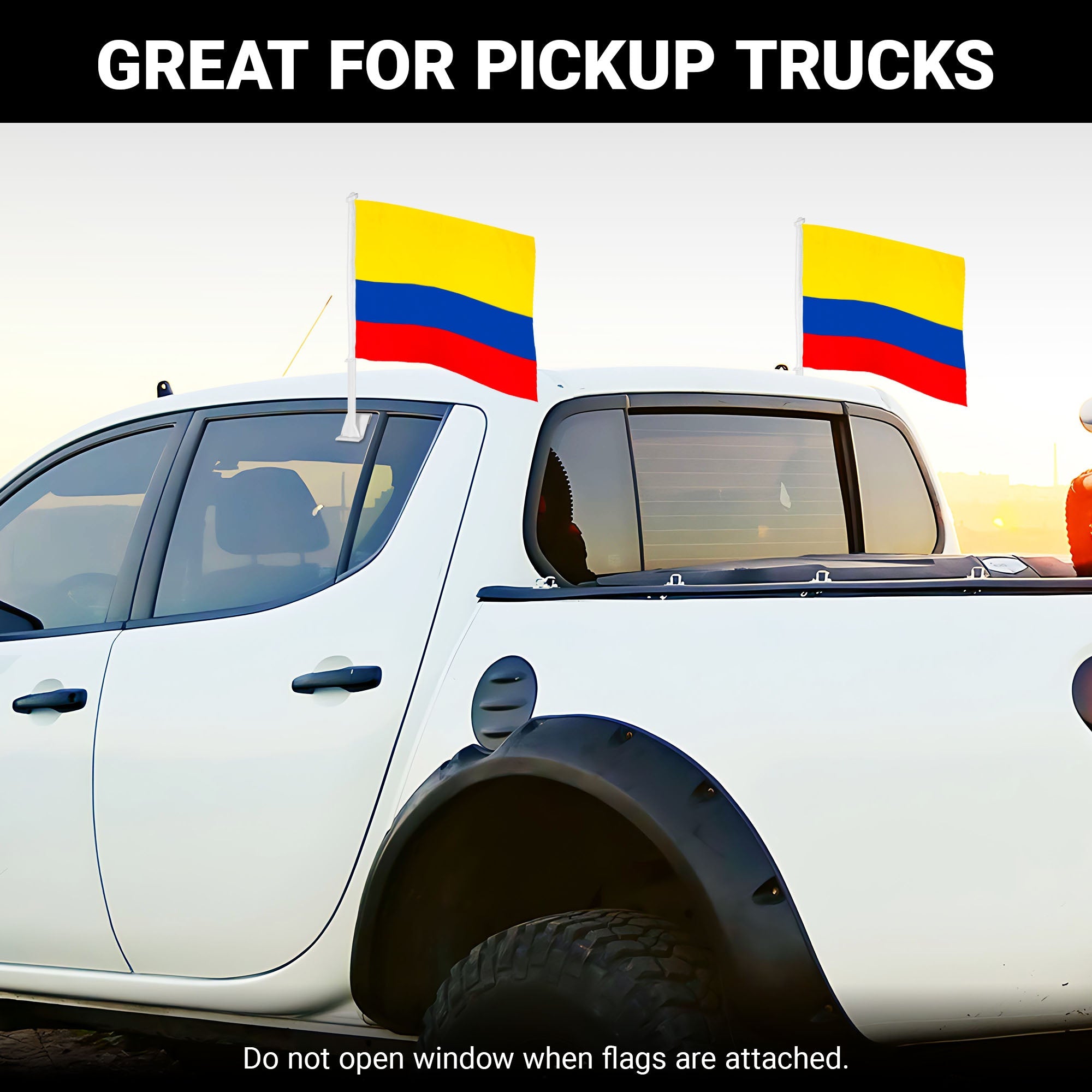 G128 2 Pack: Colombia Colombian Car Flag | 11x17 In | Double LiteWeave Pro Series Double Sided Printed 150D Polyester | Flagpole Included | Perfect for Festival Celebrations, Parades