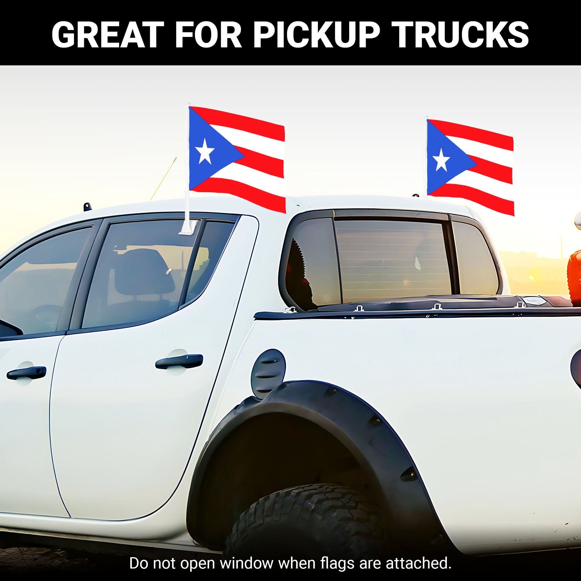 G128 2 Pack: Puerto Rico Puerto Rican Car Flag | 11x17 In | Double LiteWeave Pro Series Double Sided Printed 150D Polyester | Flagpole Included | Perfect for Festival Celebrations, Parades