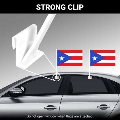 G128 2 Pack: Puerto Rico Puerto Rican Car Flag | 11x17 In | Double LiteWeave Pro Series Double Sided Printed 150D Polyester | Flagpole Included | Perfect for Festival Celebrations, Parades