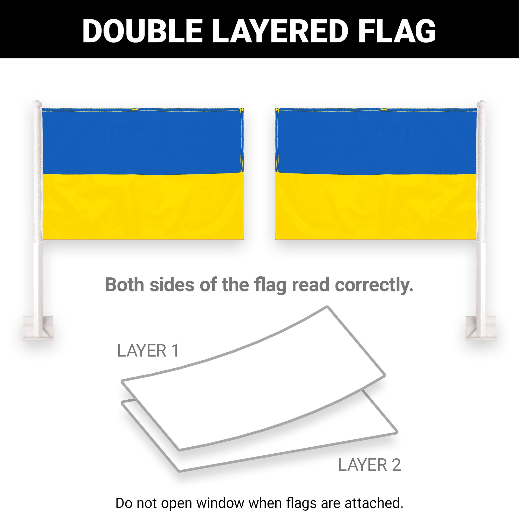 G128 2 Pack: Ukraine Ukrainian Car Flag | 11x17 In | Double LiteWeave Pro Series Double Sided Printed 150D Polyester | Flagpole Included | Perfect for Festival Celebrations, Parades