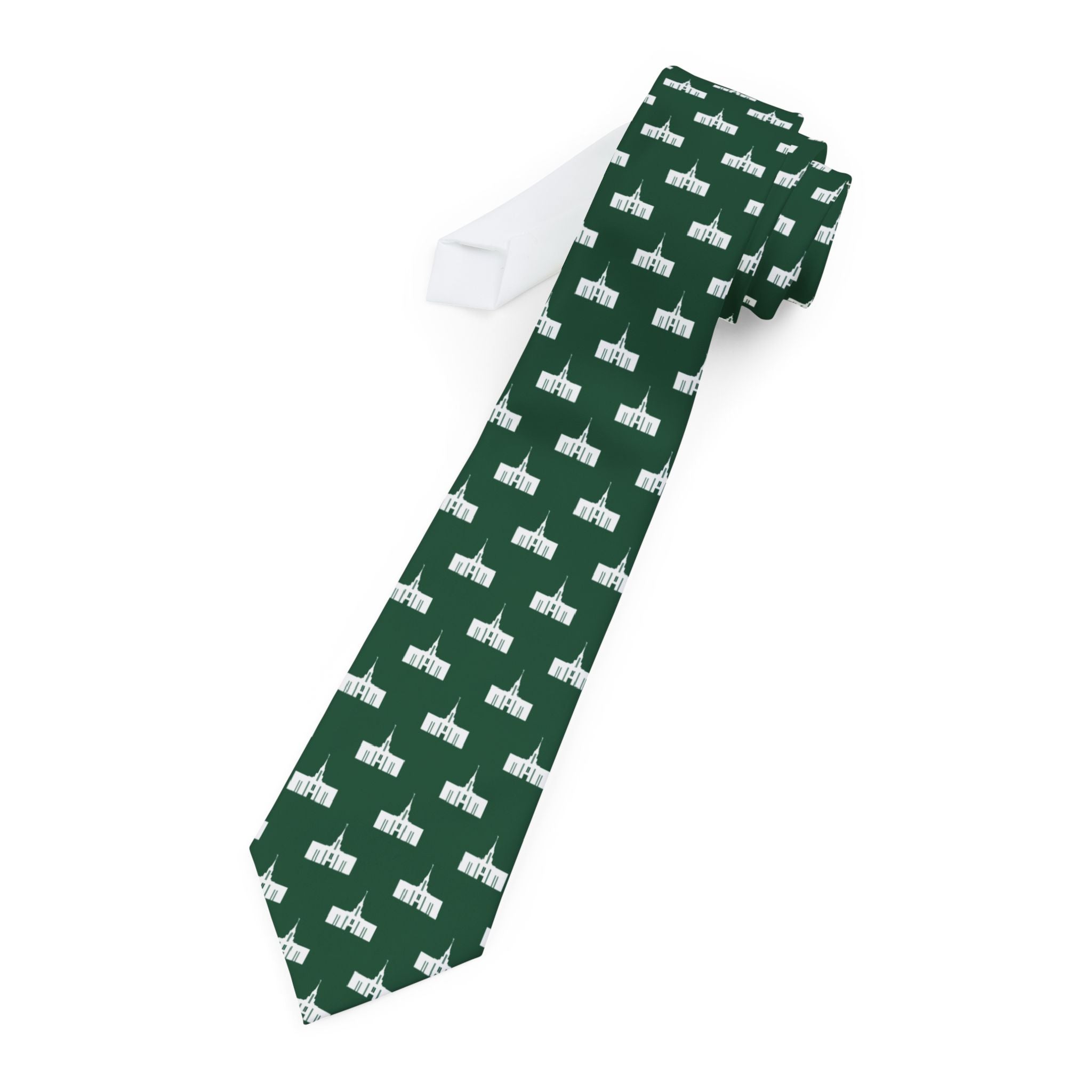 Cebu City Philippines Temple Patterned Neck Tie for Elders (Green) - Mission Wishlist - LDS Missionary Gift Store