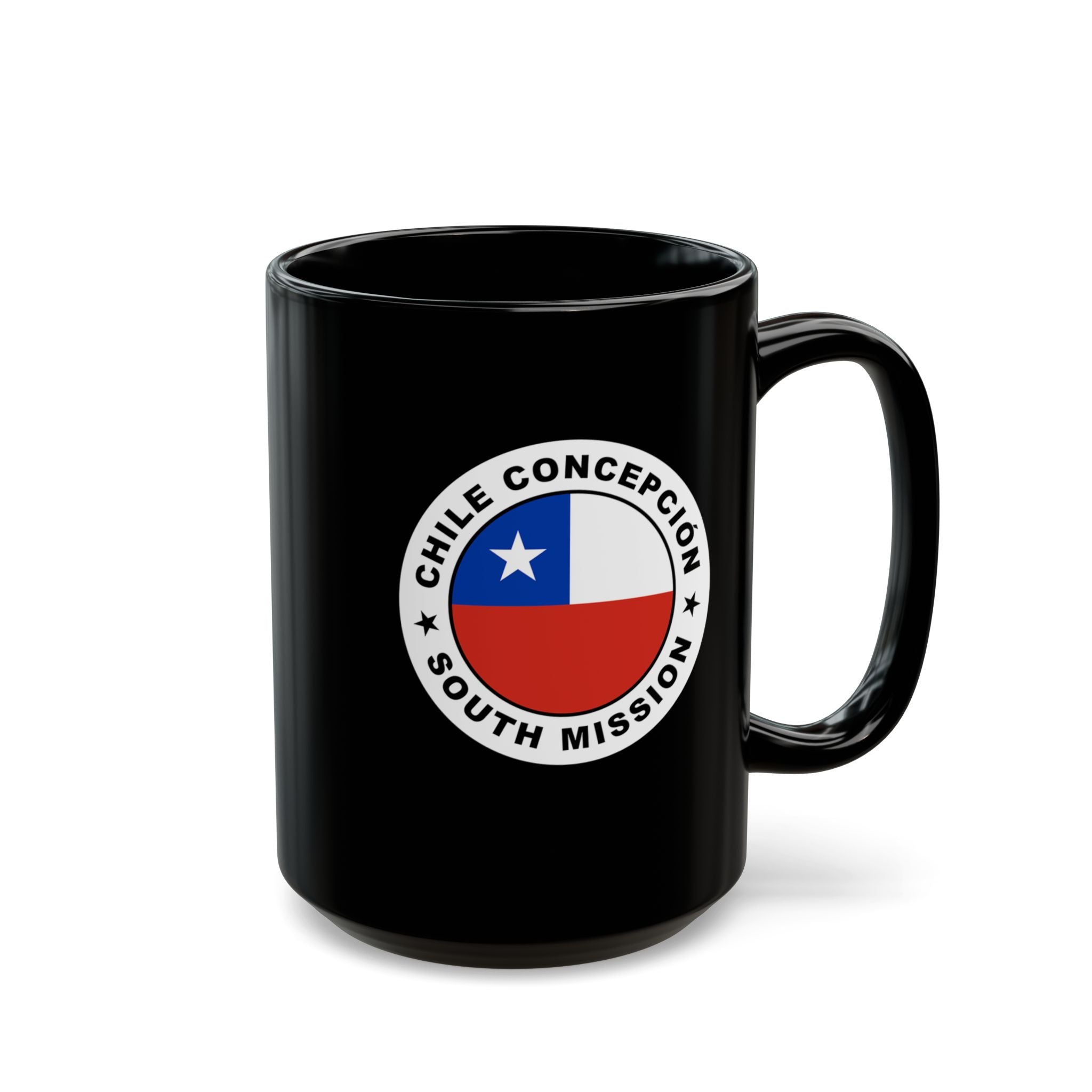 Chile Concepcion South Mission Circular Flag Black Ceramic Mug - Latter-Day Saint LDS Missionary Gift - Book of Mormon