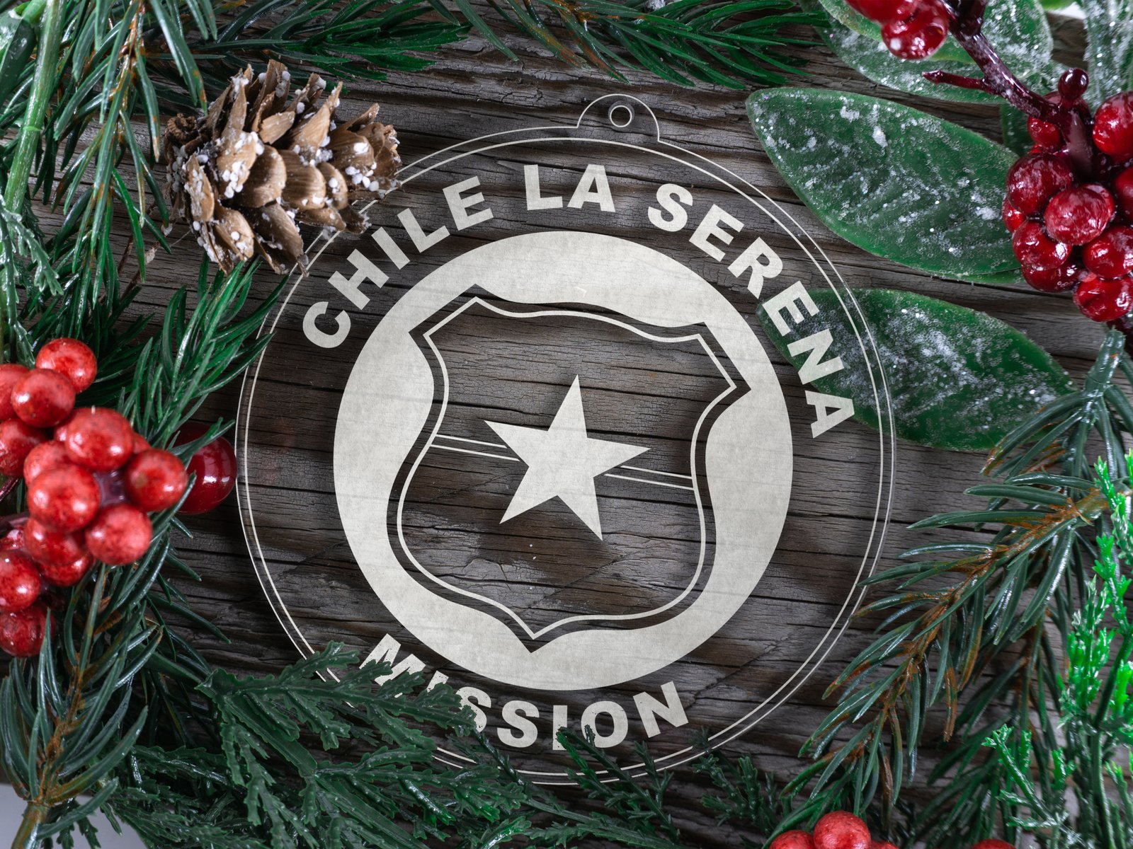 LDS Chile La Serena Mission Christmas Ornament with Christmas Decorations