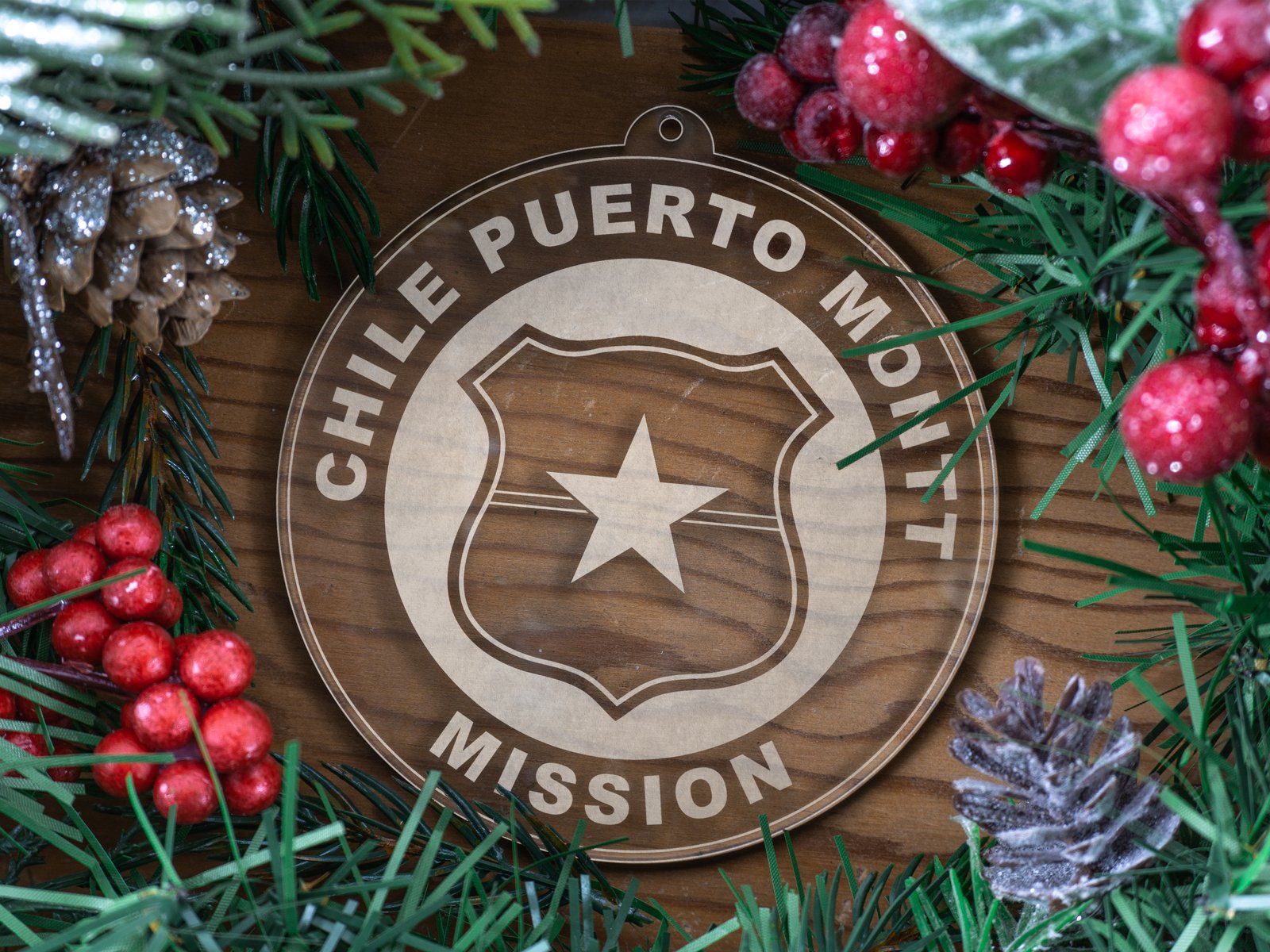 LDS Chile Puerto Montt Mission Christmas Ornament with Christmas Decorations