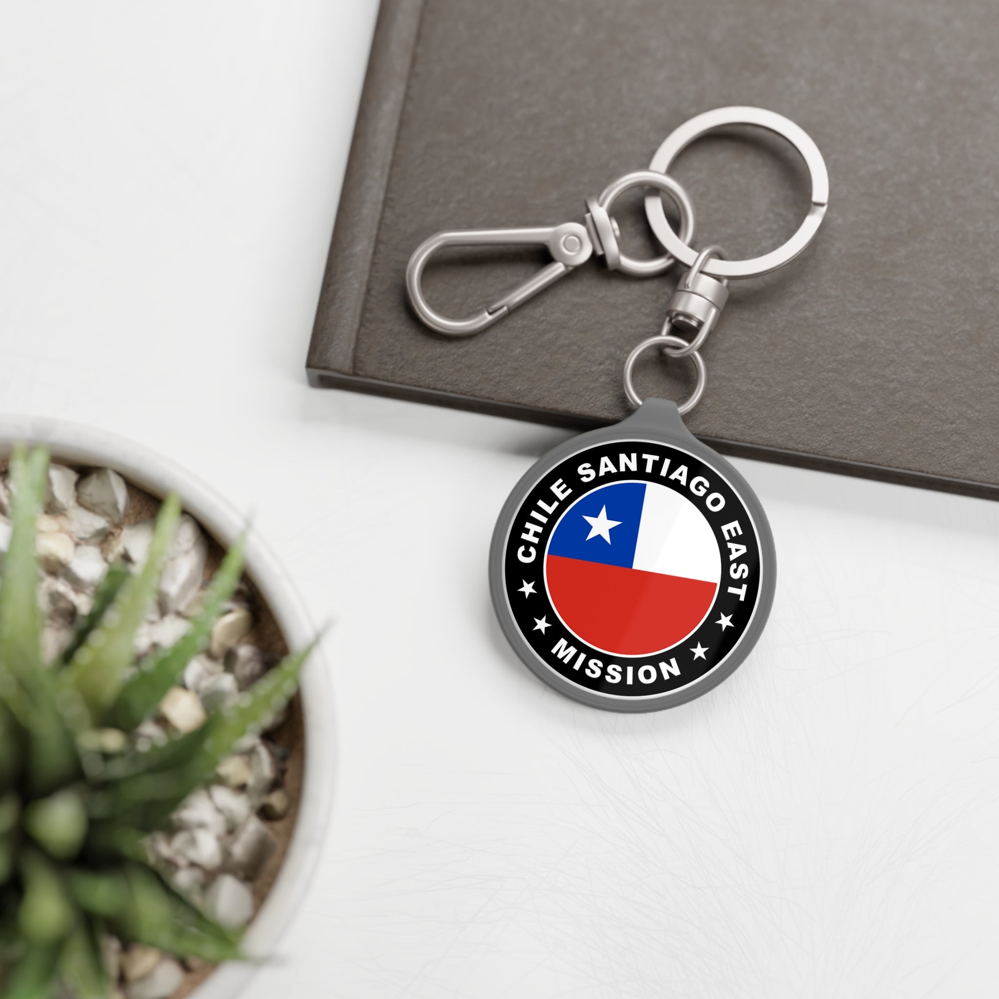 Chile Santiago East Mission Circle Flag Key Tag - Latter-Day Saint LDS Missionary Gift - Book of Mormon