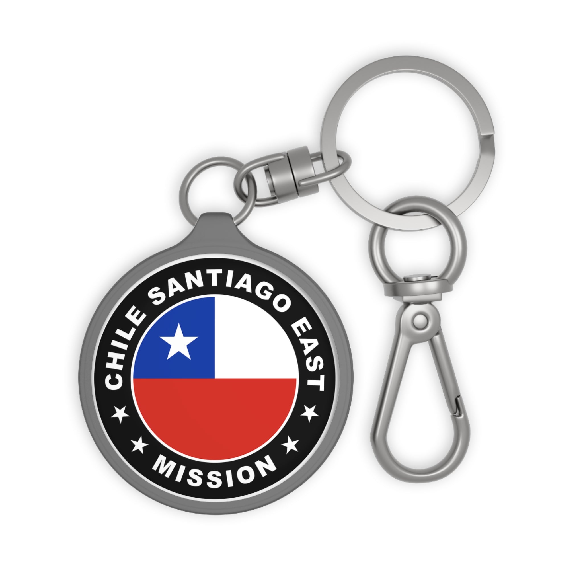 Chile Santiago East Mission Circle Flag Key Tag - Latter-Day Saint LDS Missionary Gift - Book of Mormon