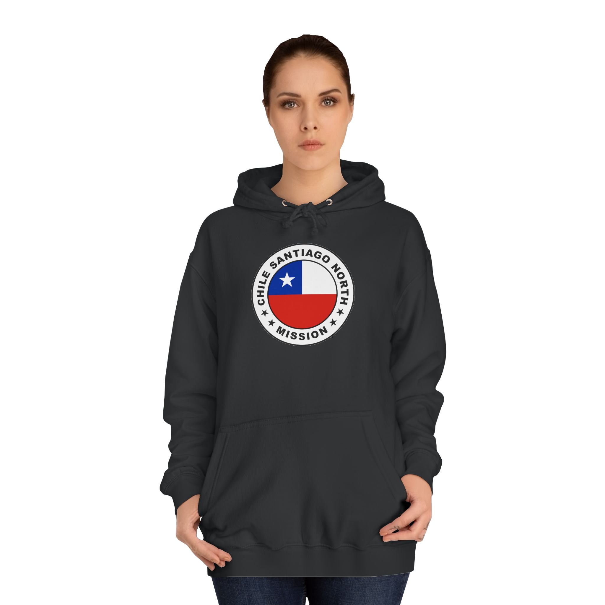 Chile Santiago North Mission Flag Logo (White Border) College Hoodie - Latter-Day Saint LDS Missionary Gift - Book of Mormon