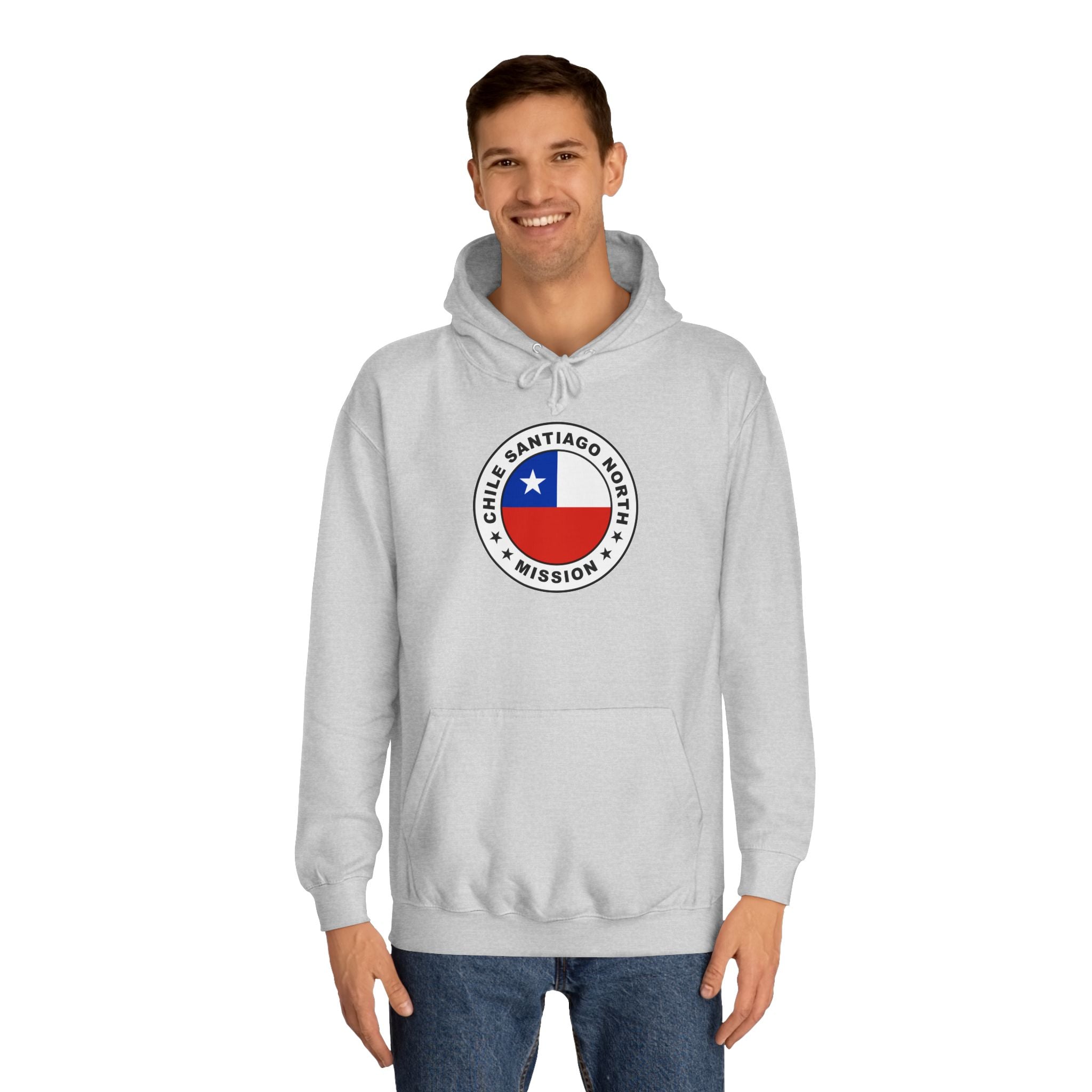 Chile Santiago North Mission Flag Logo (White Border) College Hoodie - Latter-Day Saint LDS Missionary Gift - Book of Mormon