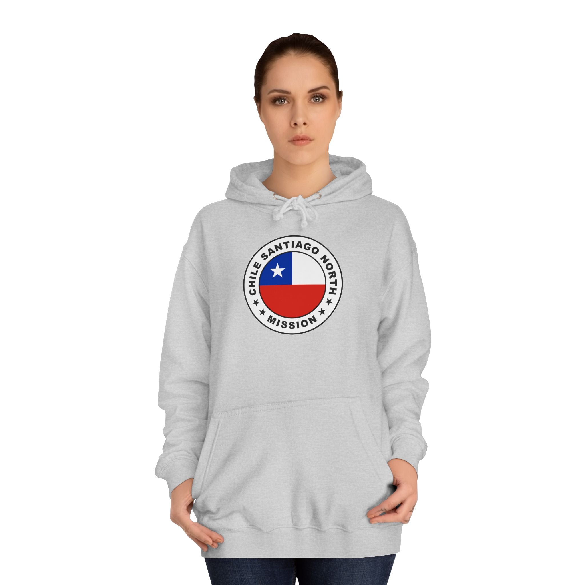 Chile Santiago North Mission Flag Logo (White Border) College Hoodie - Latter-Day Saint LDS Missionary Gift - Book of Mormon