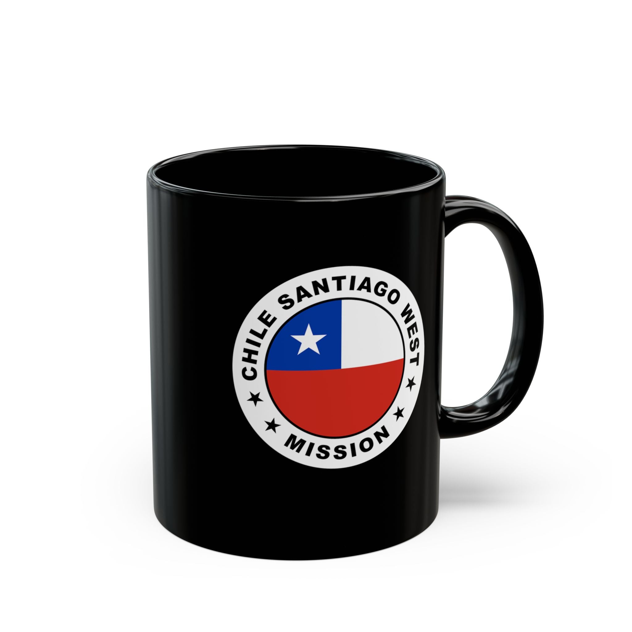 Chile Santiago West Mission Circular Flag Black Ceramic Mug - Latter-Day Saint LDS Missionary Gift - Book of Mormon