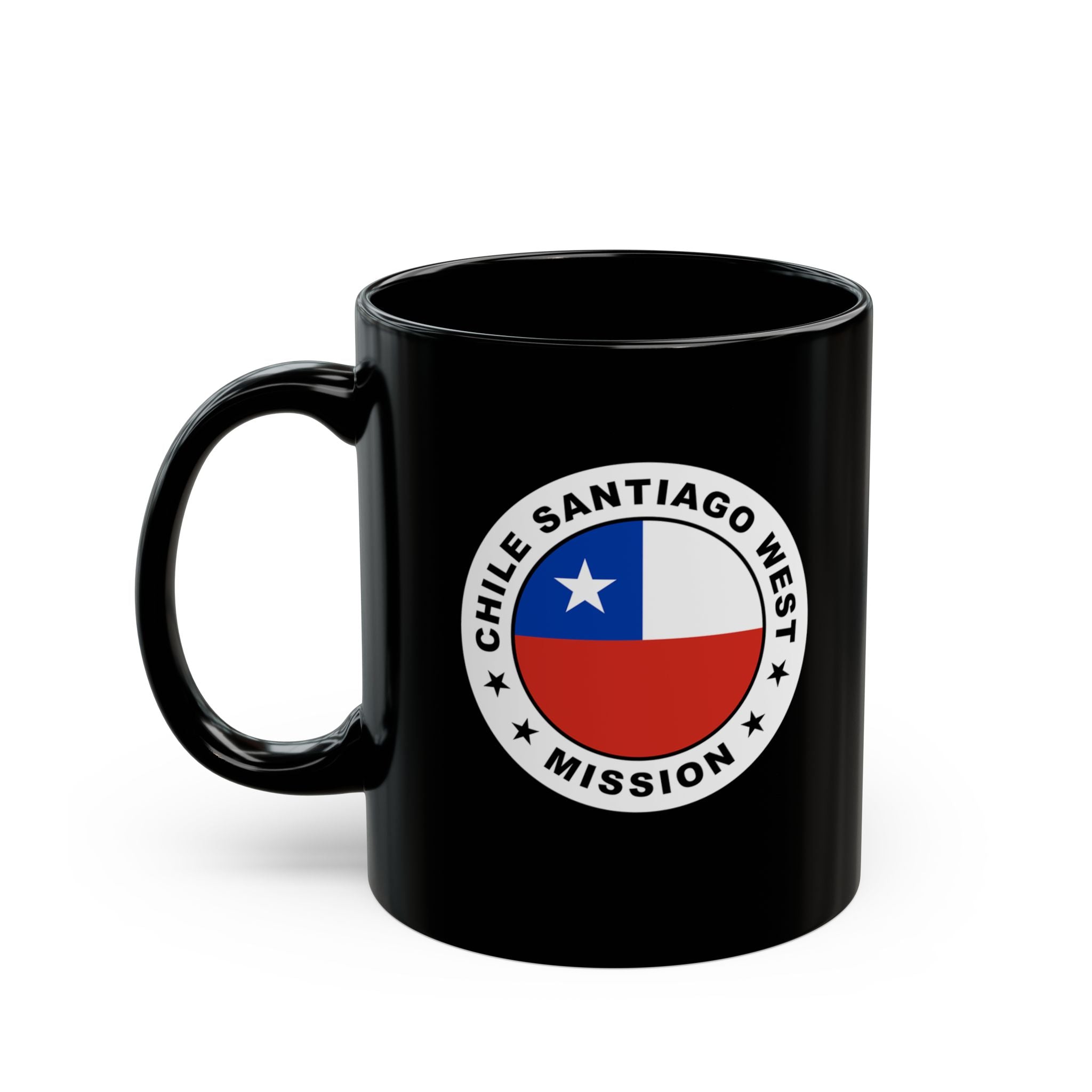 Chile Santiago West Mission Circular Flag Black Ceramic Mug - Latter-Day Saint LDS Missionary Gift - Book of Mormon