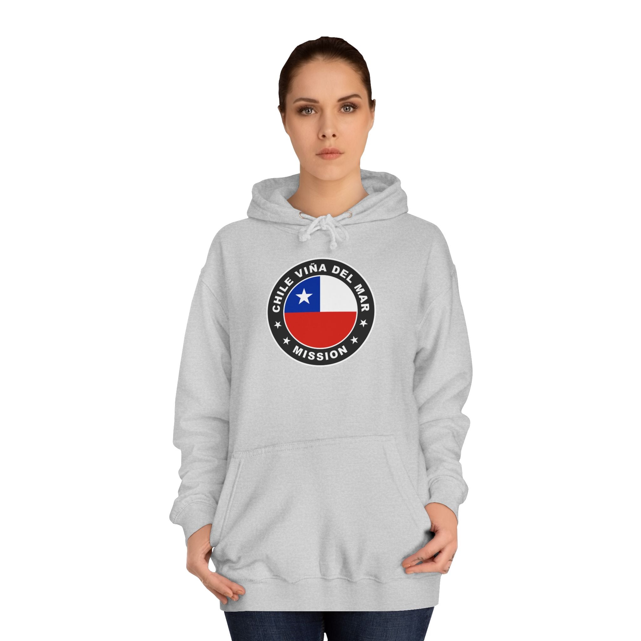 Chile Vina del Mar Mission Flag Logo (Black Border) College Hoodie