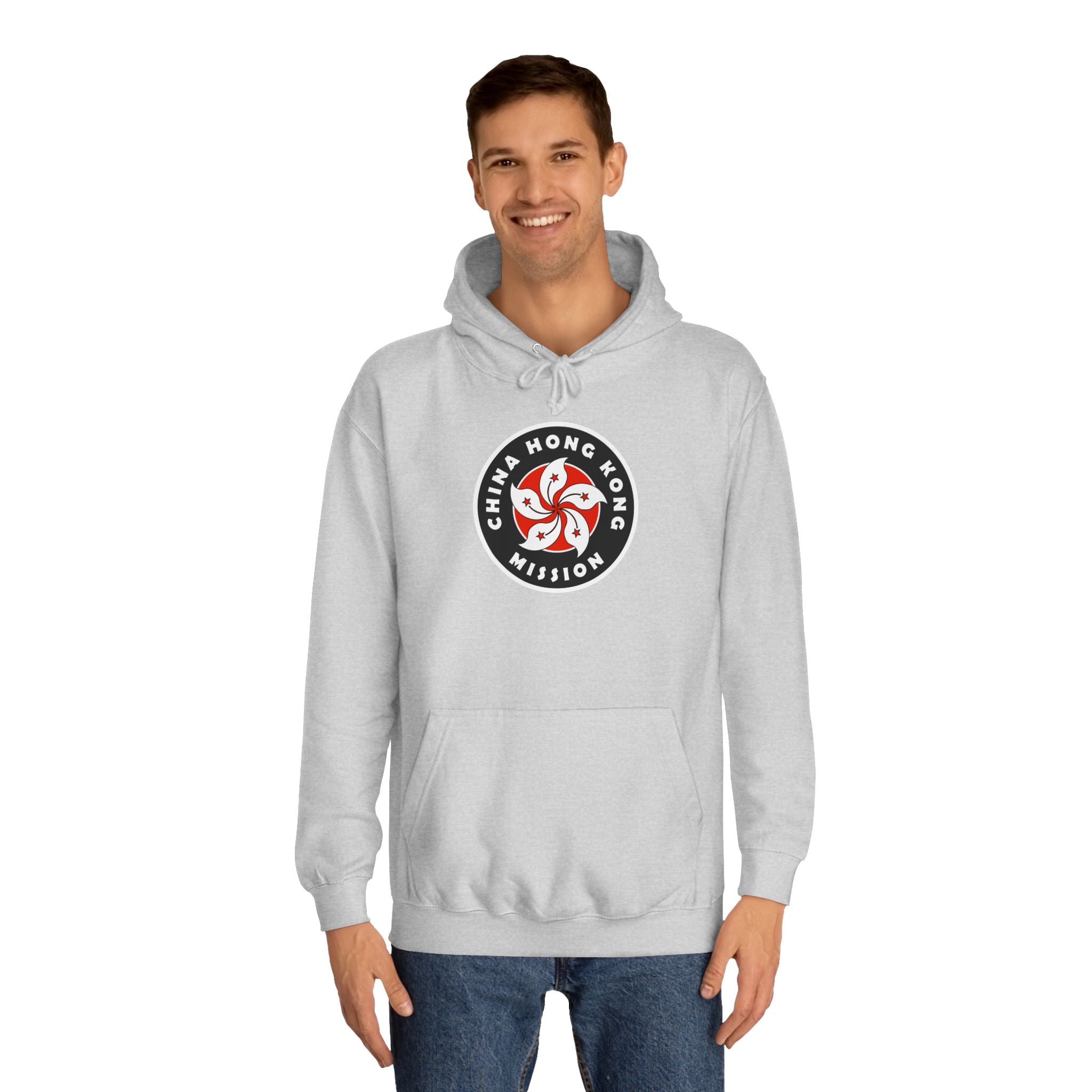 China Hong Kong Mission Flag Logo (Black Border) College Hoodie - Latter-Day Saint LDS Missionary Gift - Book of Mormon